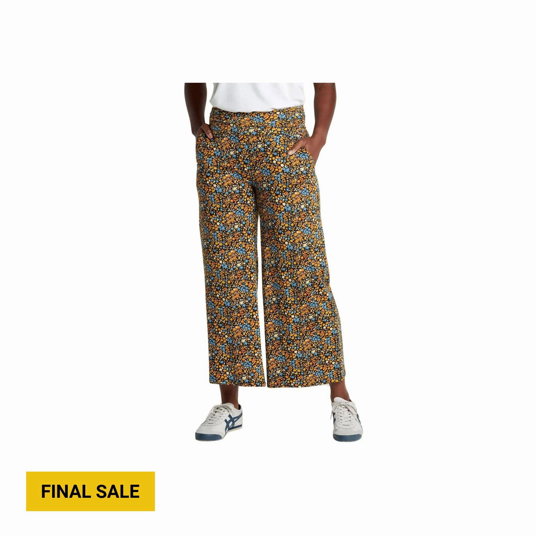 Polyester fabric Active Comfort Toad & Co Women's Chaka Pull On Pant - Black Ditsy Print