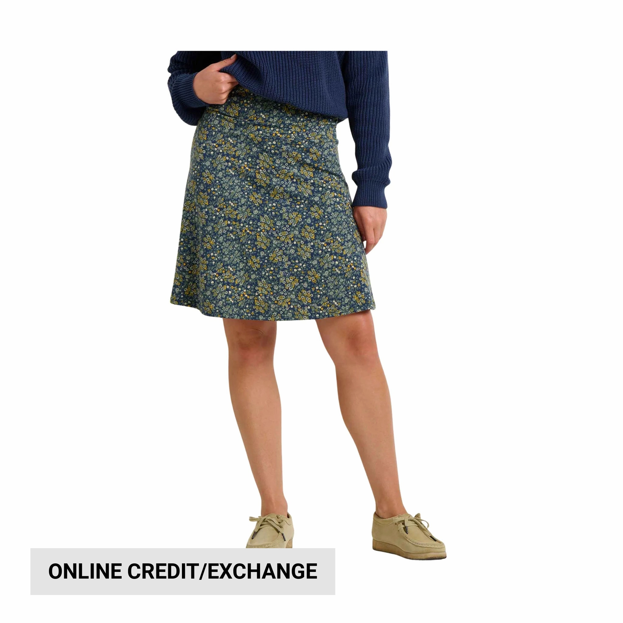 Toad & Co Women's Chaka Skirt - True Navy Retro Print Crisscross Back