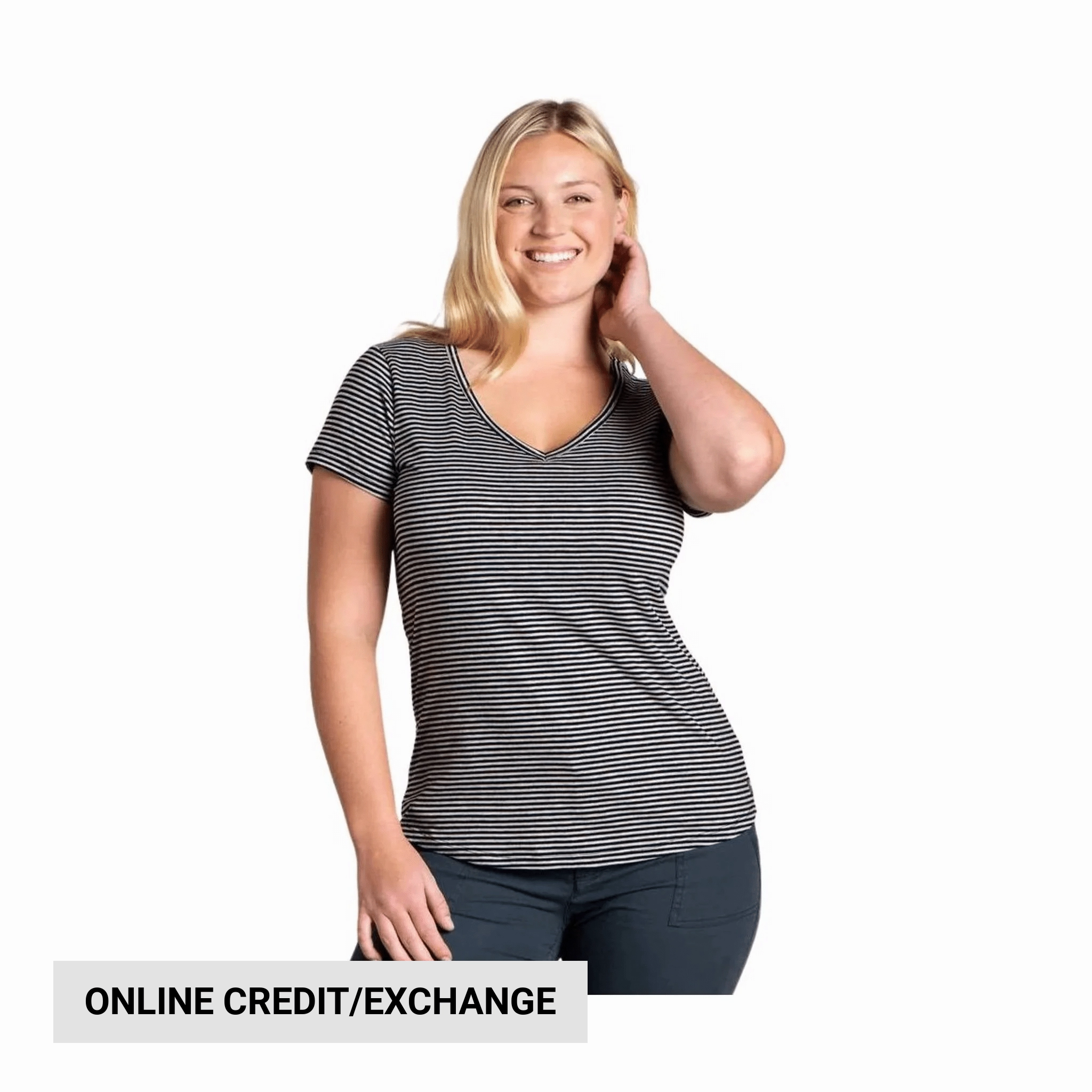 Fade Resistant Treatment Toad & Co Women's Marley II Short Sleeve Tee - Heather Grey Stripe