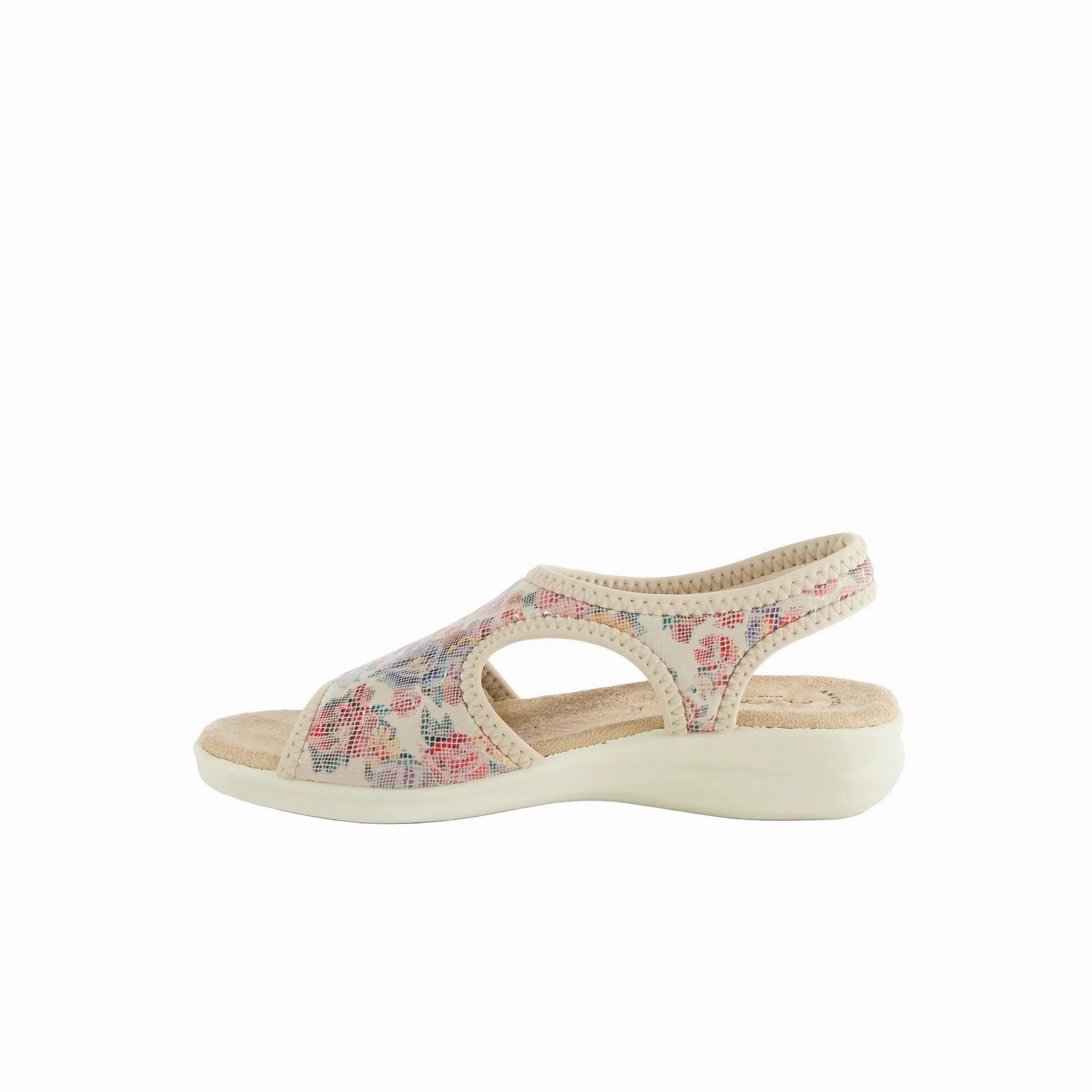 Flexus Women's Nyaman Floral Sandal - Beige Multi Comfortable And Lightweight Simple Step