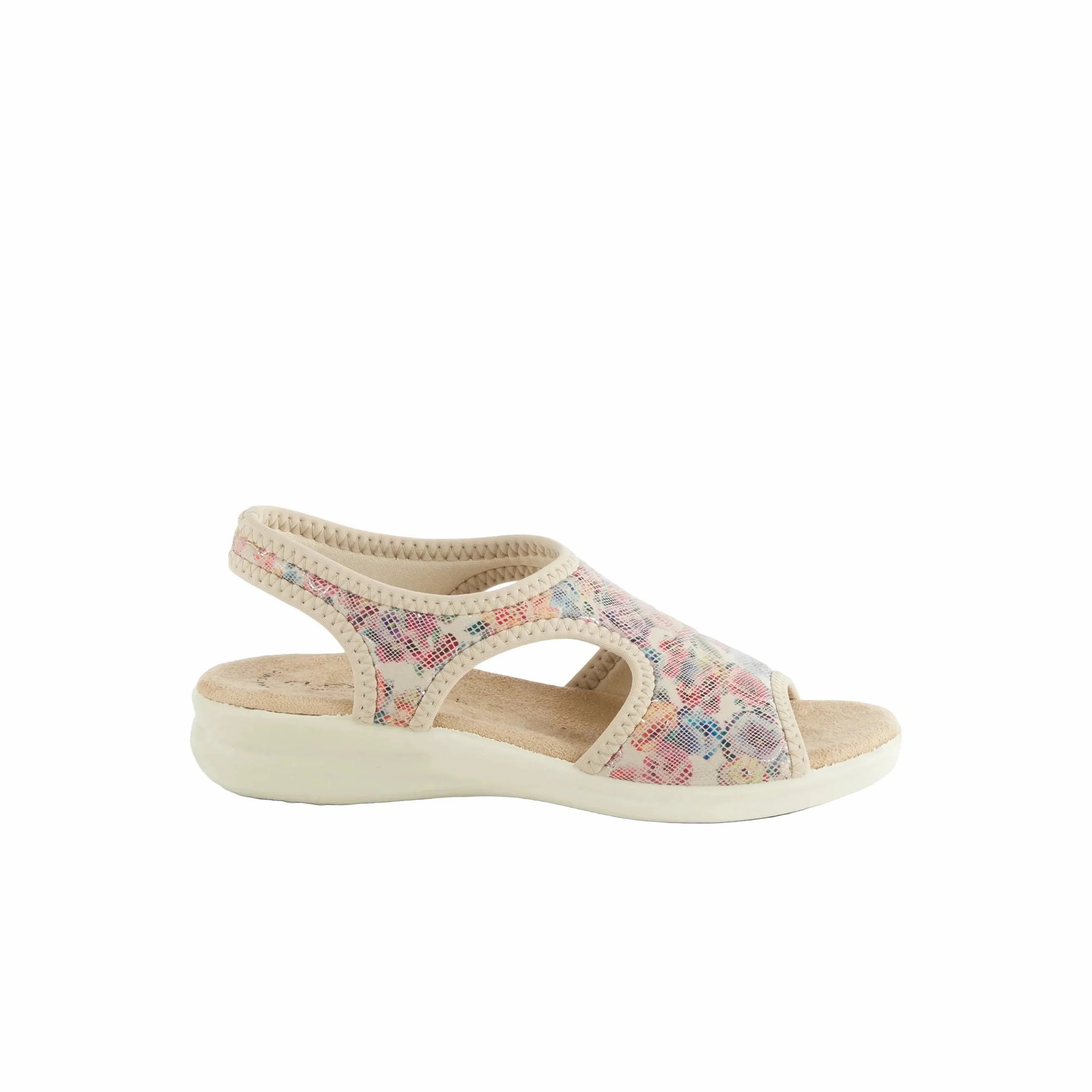 Friend Meet Flexus Women's Nyaman Floral Sandal - Beige Multi