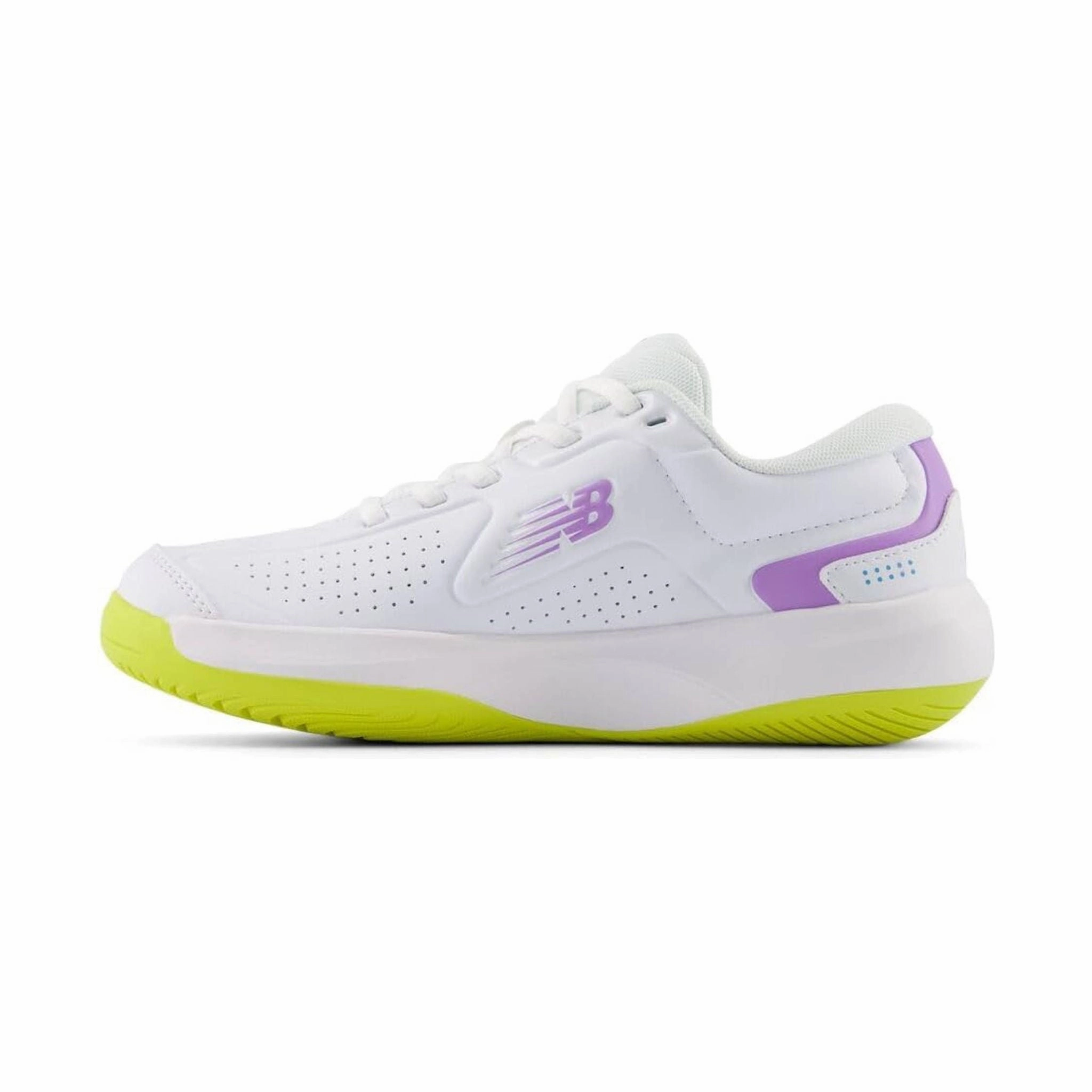 Quick Fit Shock Diffusion Pad New Balance Women's 696v5 Court Tennis Shoes - White/Purple Fade
