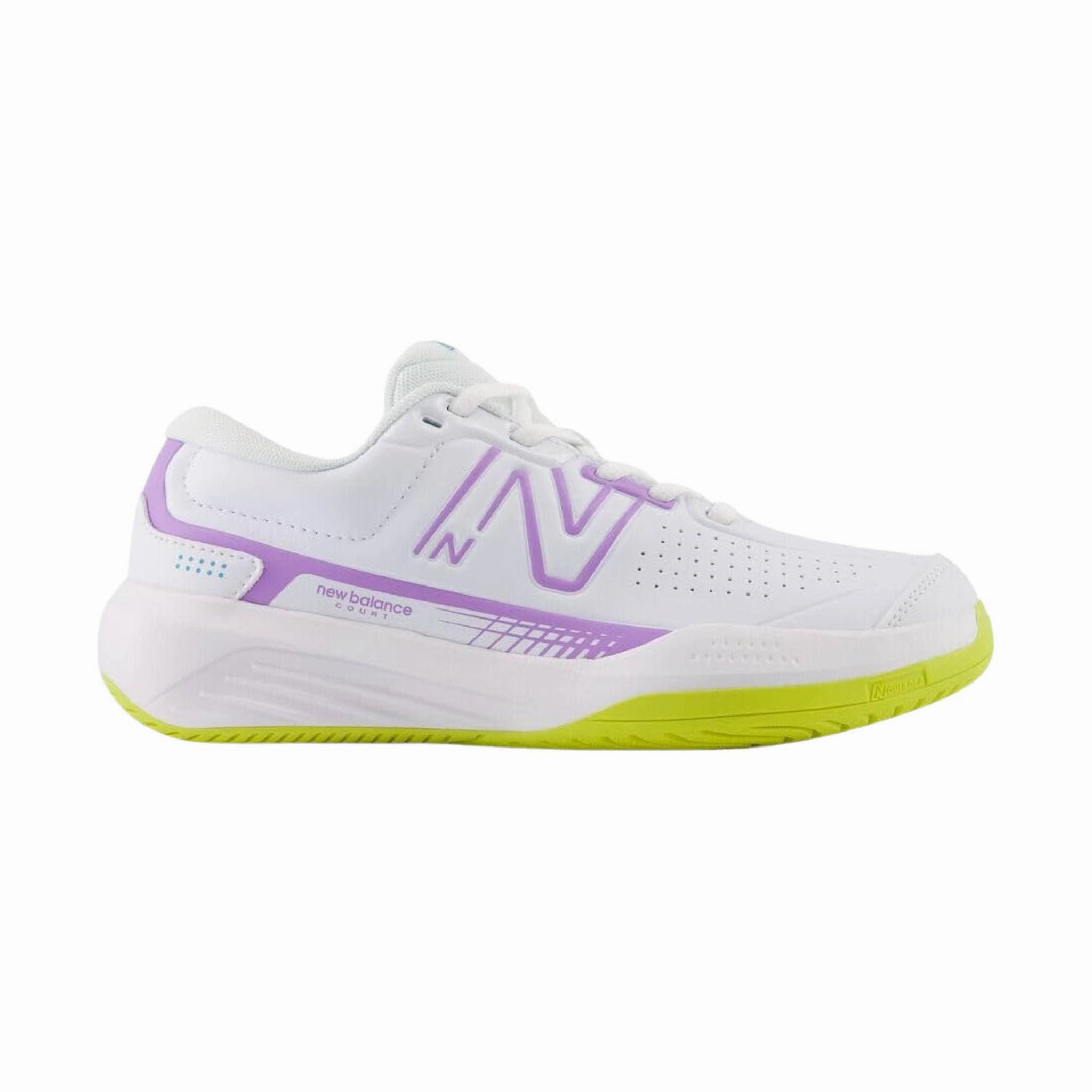 Padded materials New Balance Women's 696v5 Court Tennis Shoes - White/Purple Fade