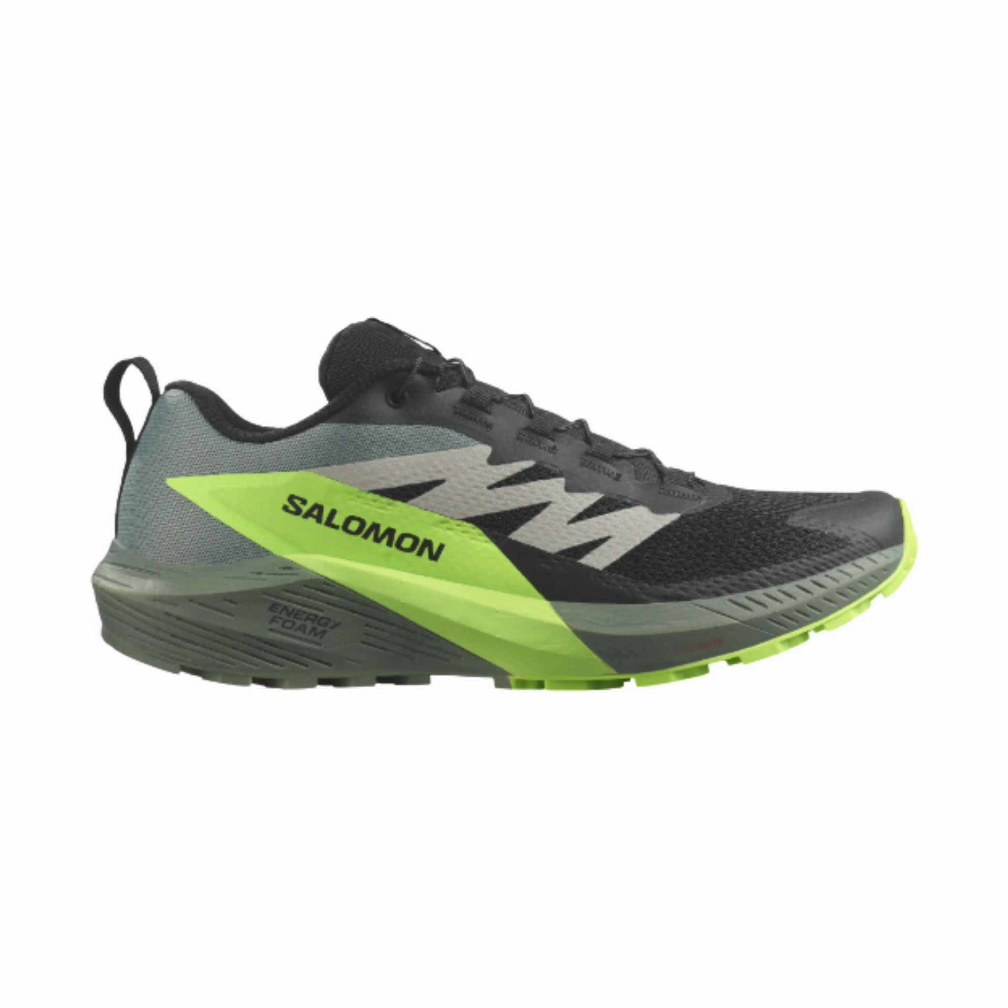 Responsive Choice Salomon Men's Sense Ride 5 Trail Running Shoes - Black / Laurel Wreath / Green Gecko