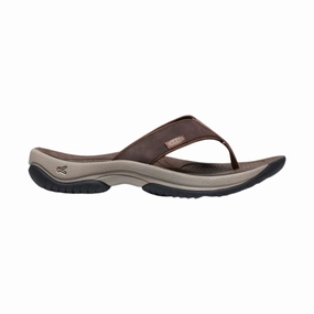 Active Footwear KEEN Men's Kona Leather Flip Flop - Java/Dark Earth