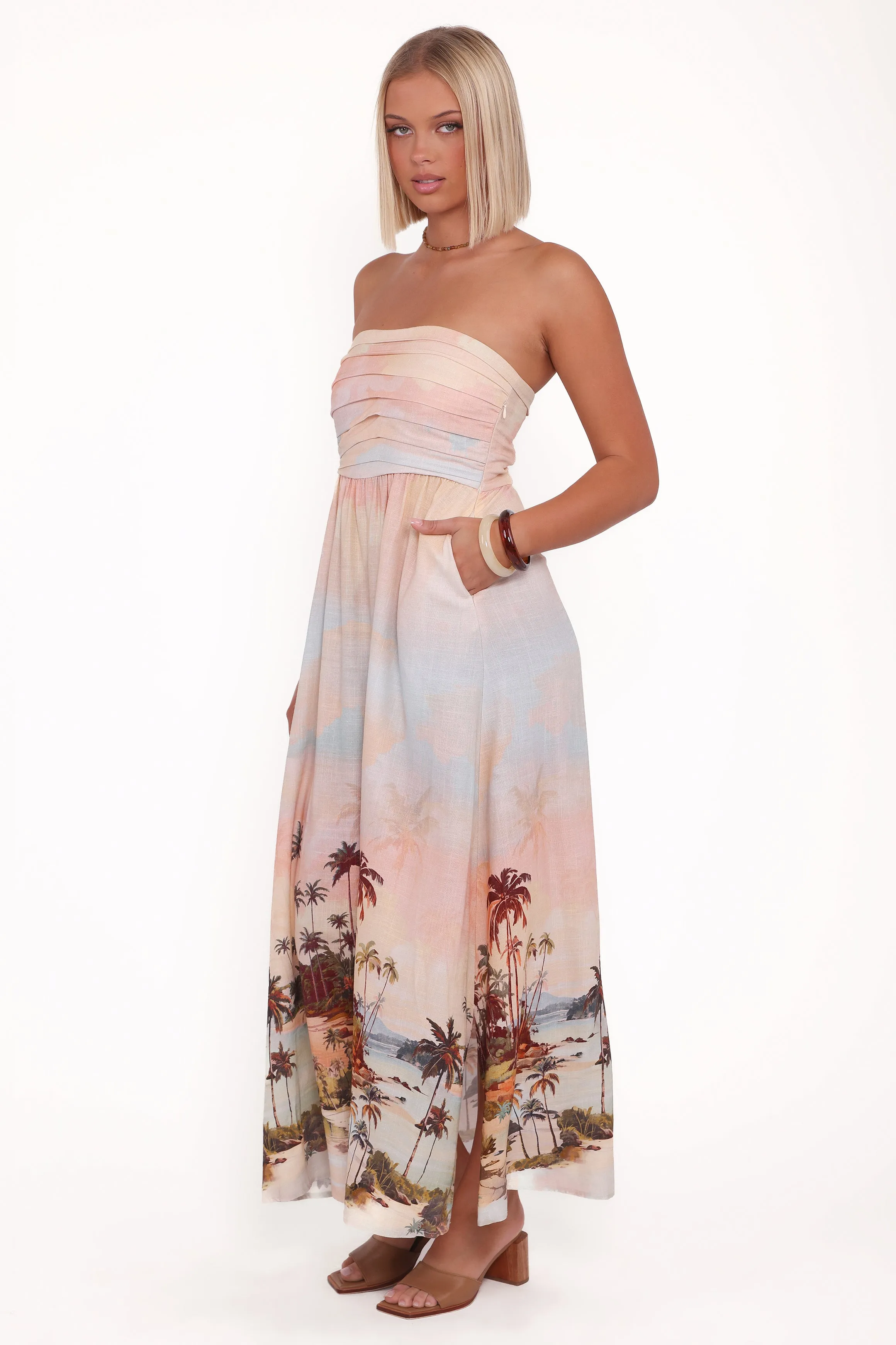 Marcia Midi Dress - Sunset Print Trend Glow Adjustable-Straps