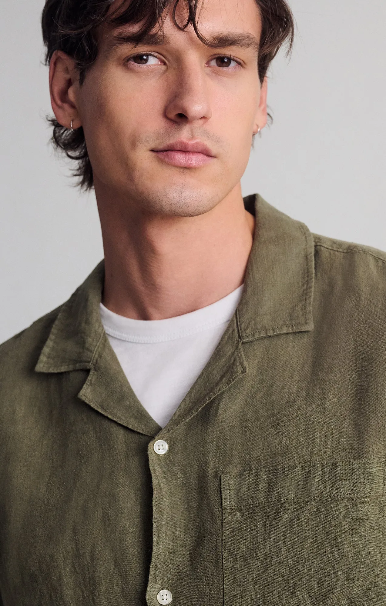 Social Meetup Non Irritating Tags LINEN SHORT SLEEVE SHIRT IN KALAMATA