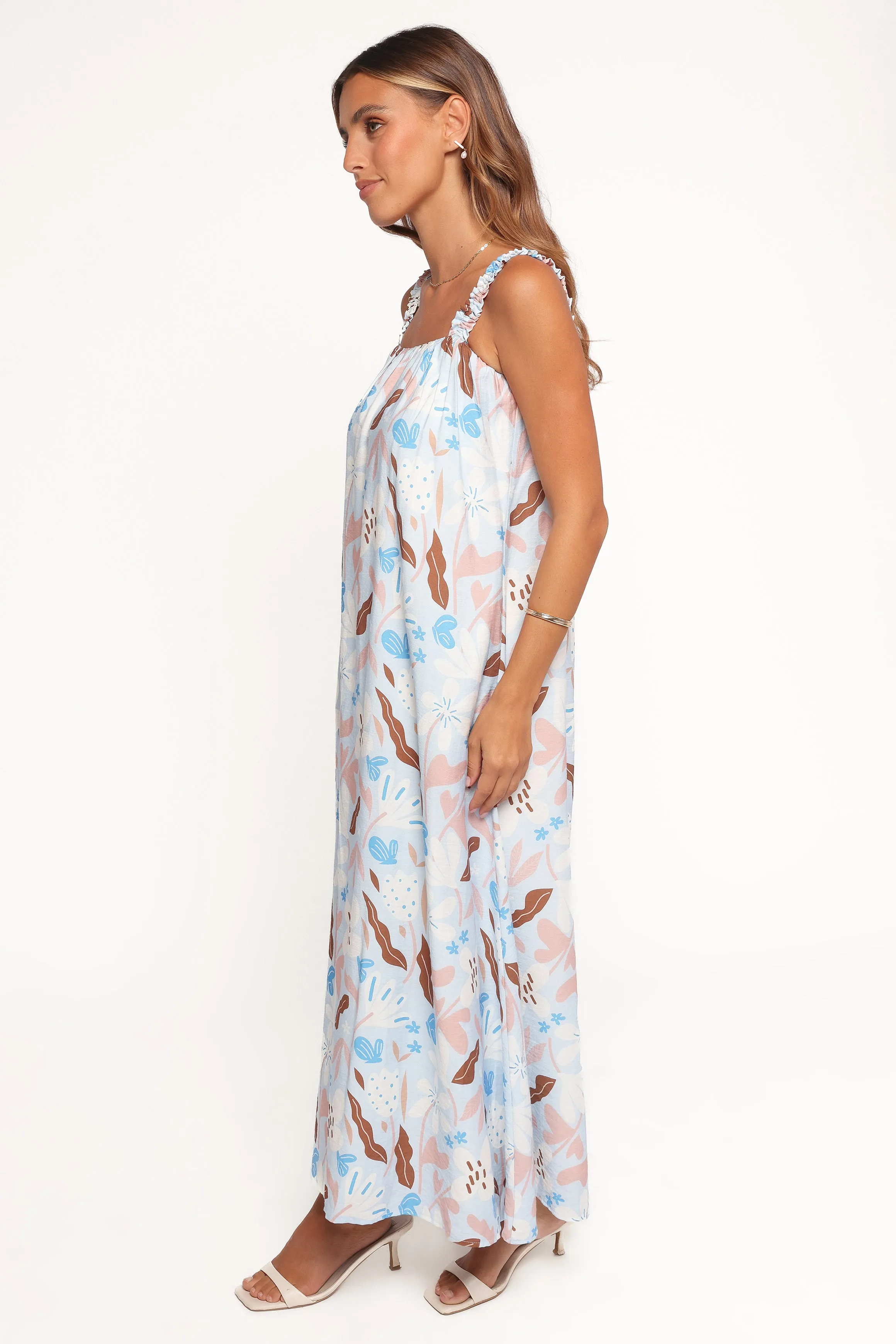 Sanders Maxi Dress - Blue Floral Tailored Cut