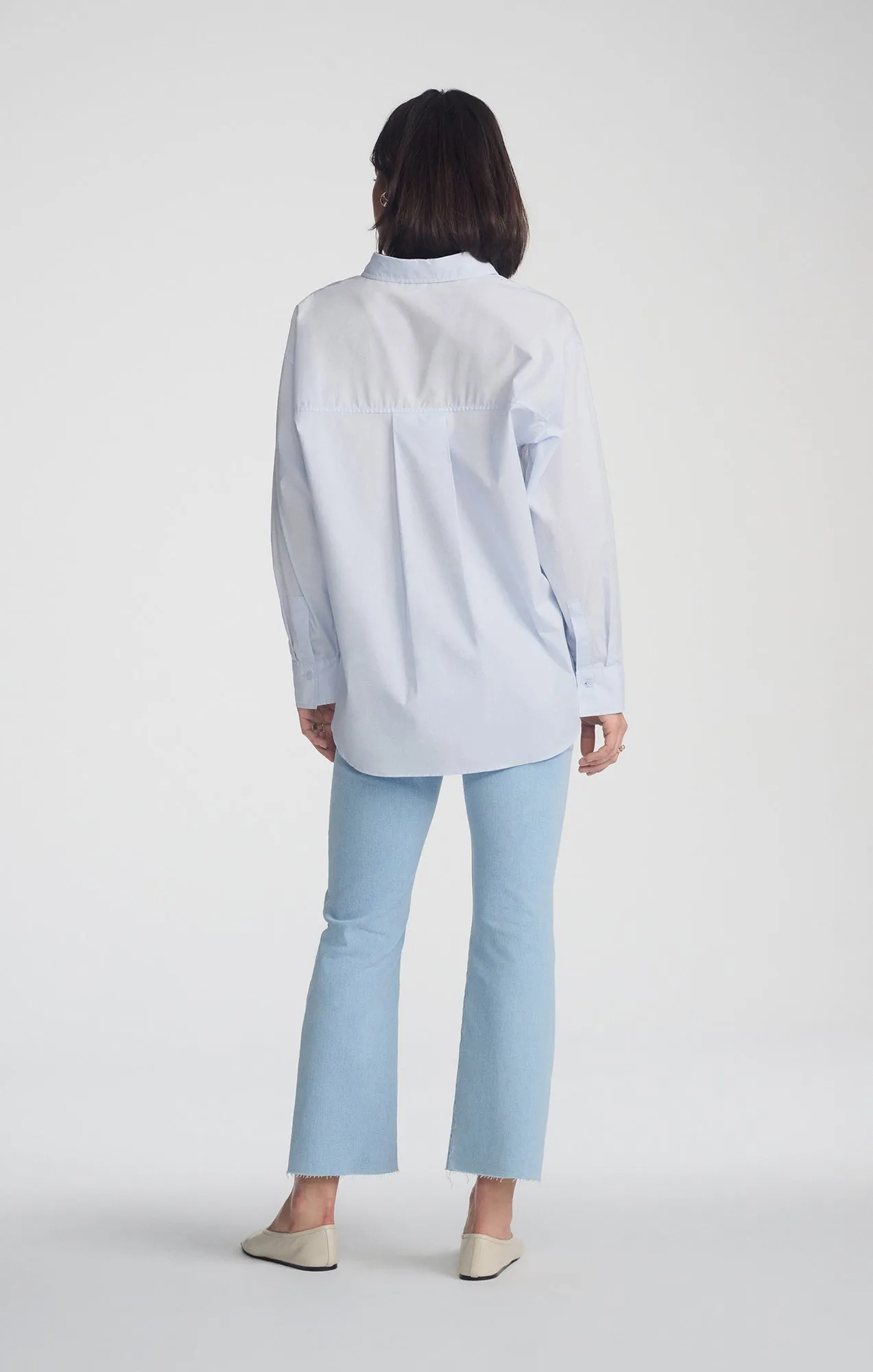 DOUBLE POCKET BUTTON-UP SHIRT IN CASHMERE BLUE Tuckable Hem