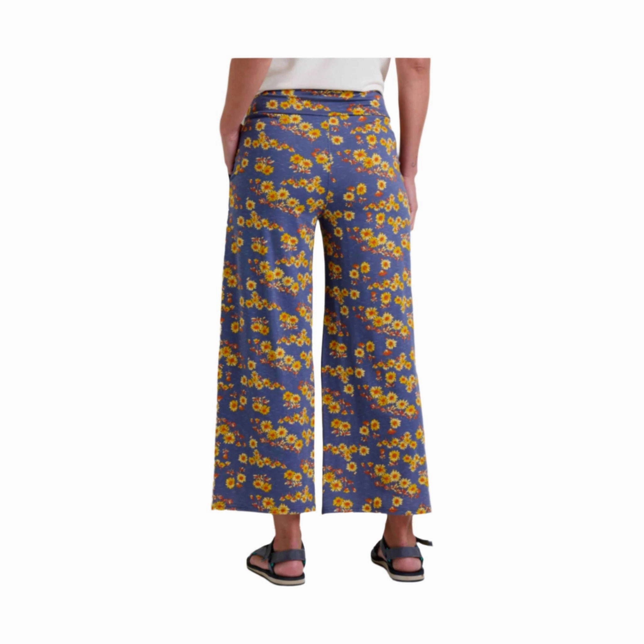 Toad & Co Women's Chaka Pull On Pant - Blue Shadow Daisy Mesh Comfort High-rise waist