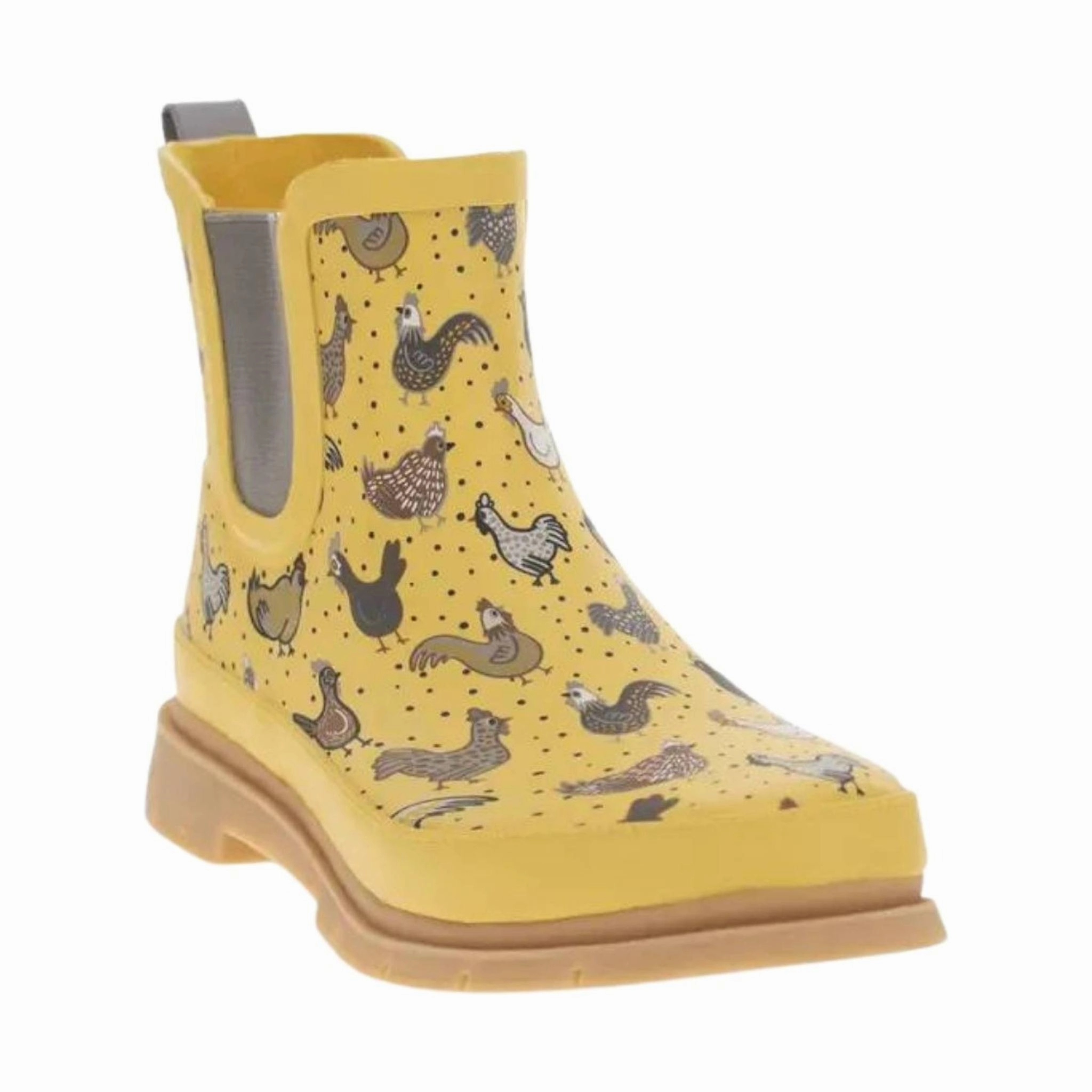 Protective Finish Weekend Wanderer Breathable Nature Lover Western Chief Women's Hen Frenzy Chelsea Rain Boots - Yellow