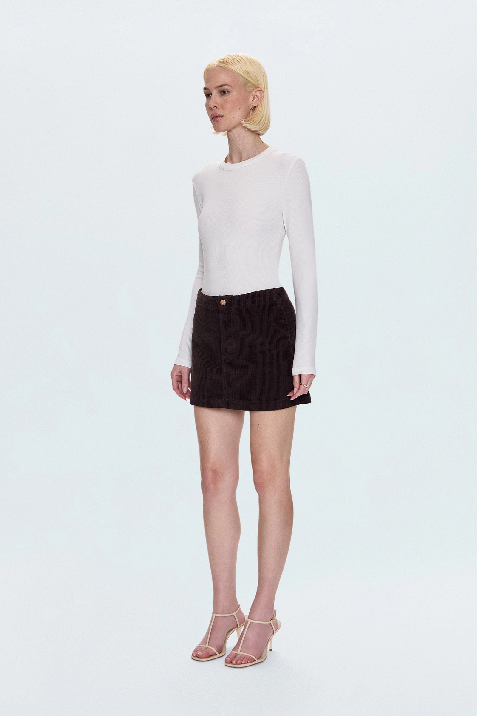 Uma High Rise Mini Skirt - Mocha Breezy Flow