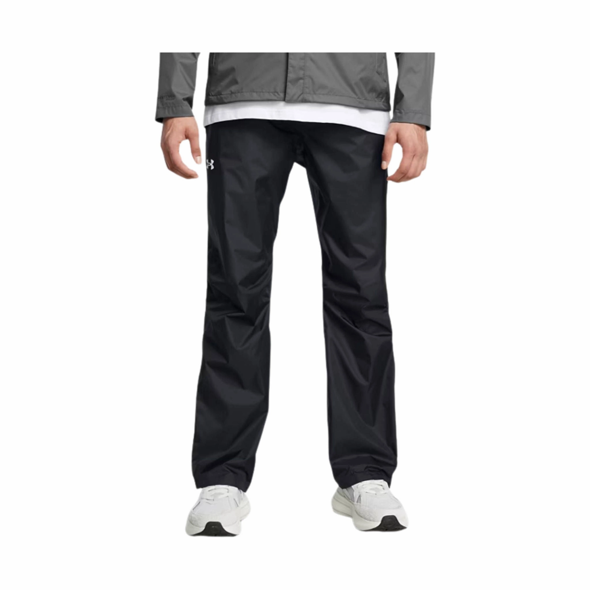 Under Armour Men's Stormproof Cloudstrike Rain Pants - Black/White Abrasion Proof Reinforcements Cool Comfort