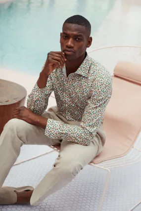 Slim Fit Pineapple Print Dress Shirt Statement Maker Abrasion resistant