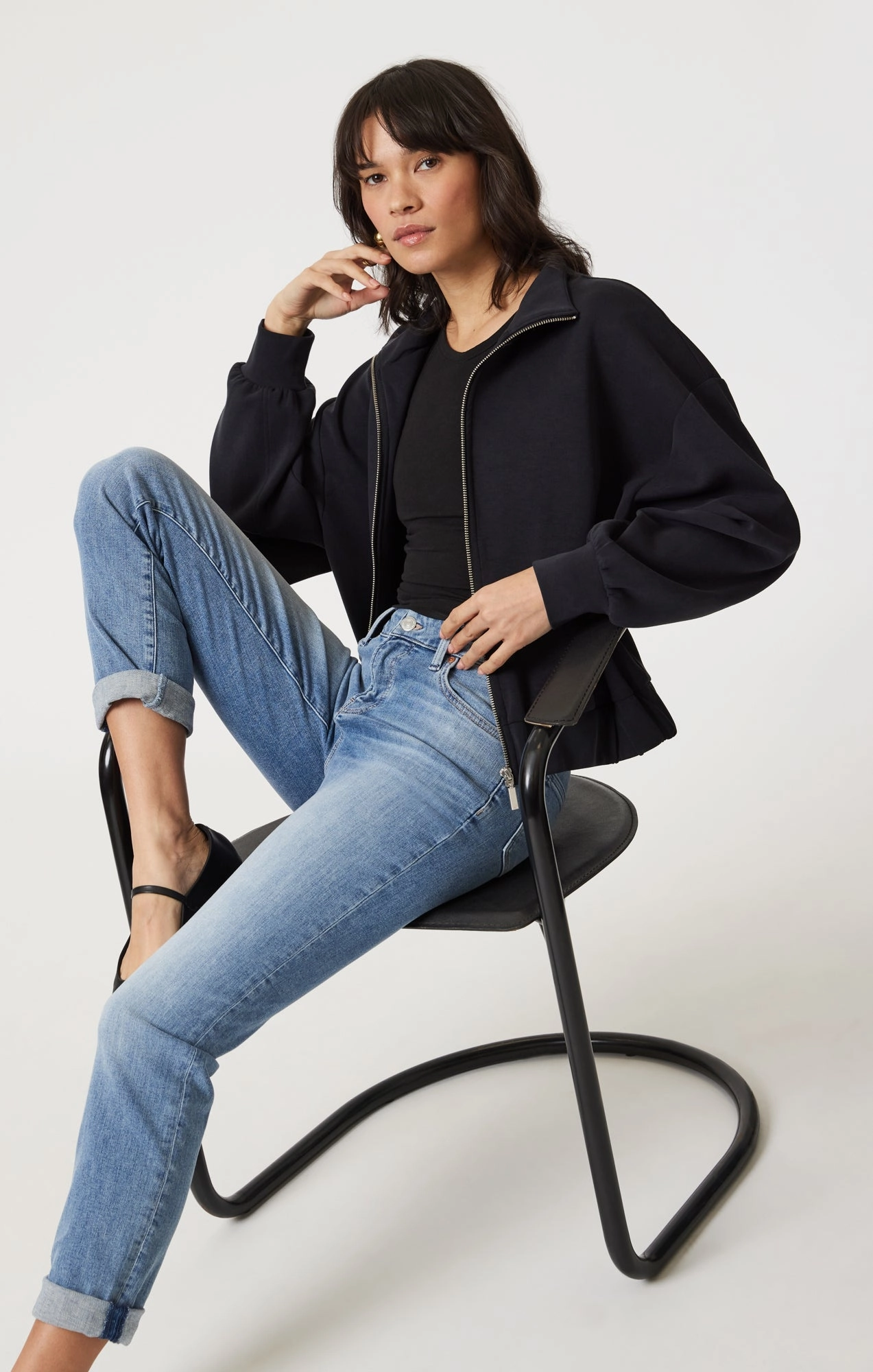 Simple Attire EMMA SLIM BOYFRIEND IN LIGHT BRUSHED FLEX BLUE