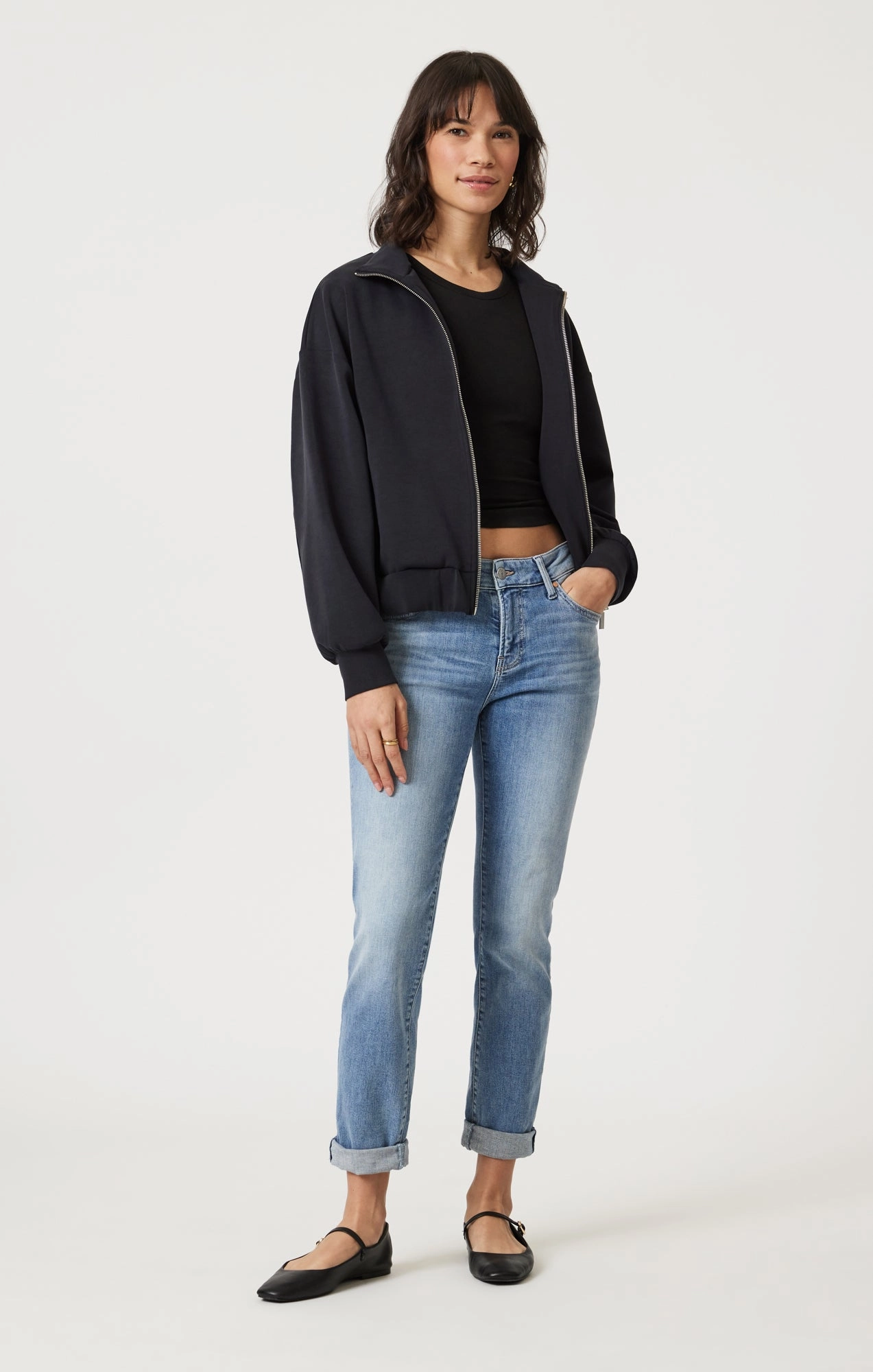 EMMA SLIM BOYFRIEND IN LIGHT BRUSHED FLEX BLUE Stylish Sunny Vibes