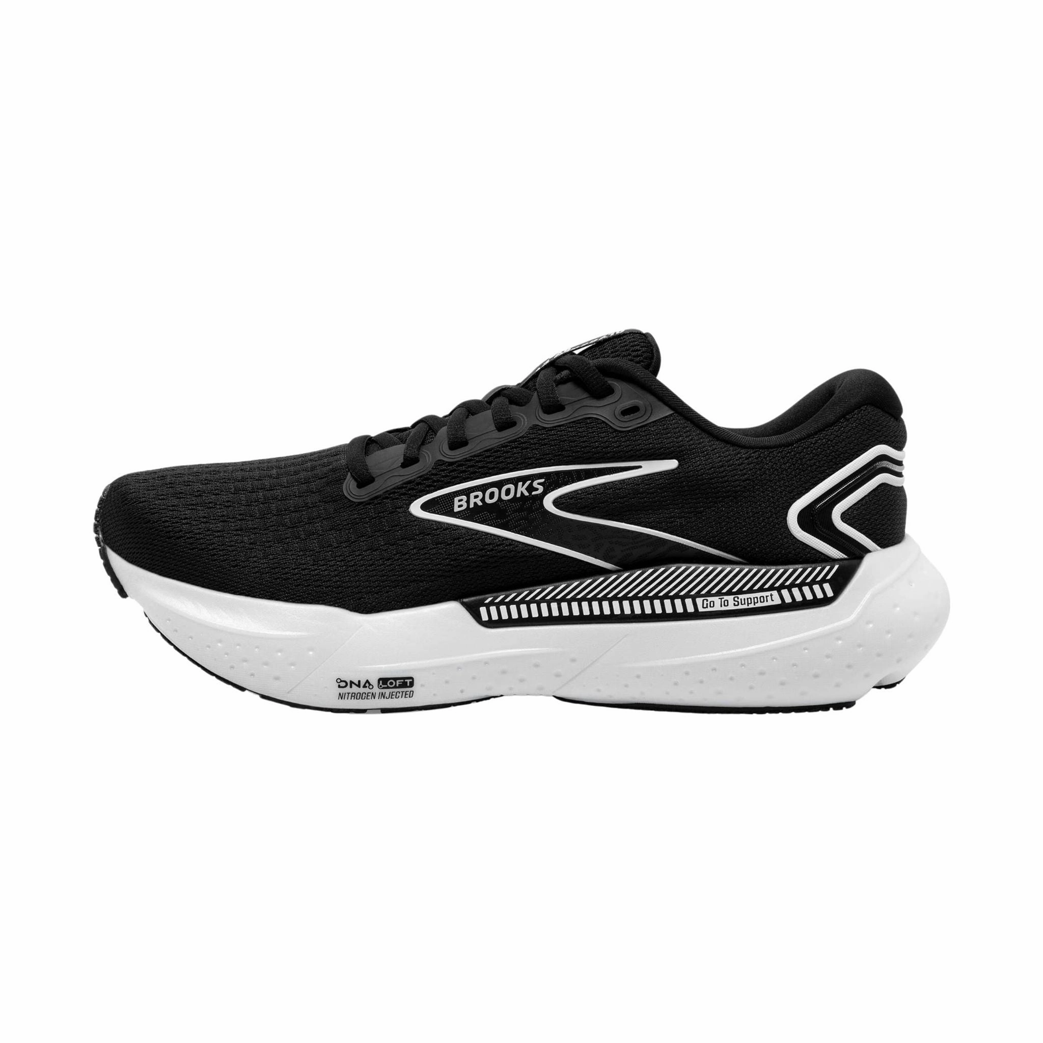 Soft Padding Urban Training Brooks Women's Glycerin GTS 21 Road Running Shoes - Black/Grey/White