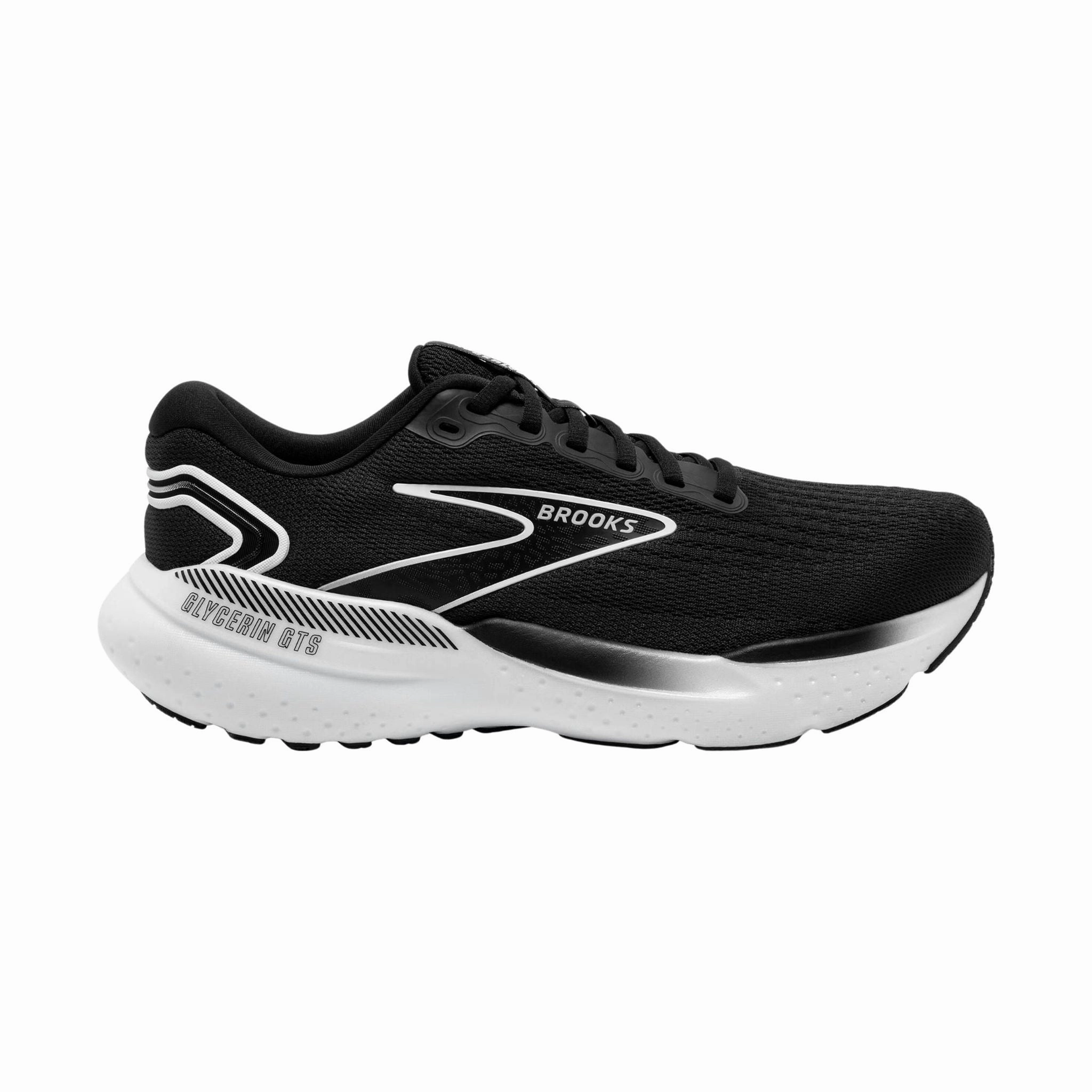 Structured Shoe Brooks Women's Glycerin GTS 21 Road Running Shoes - Black/Grey/White