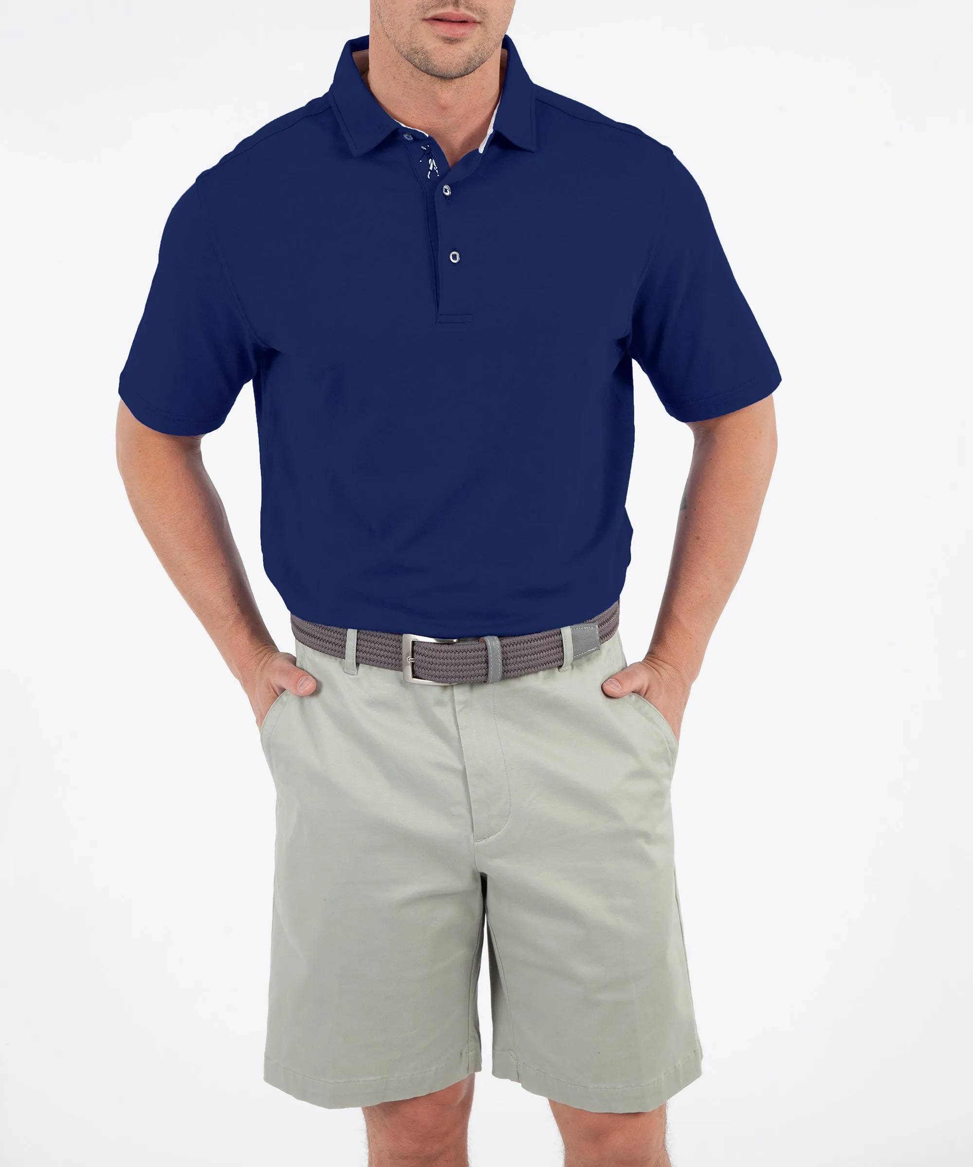 Button Down Collar eFX Performance Cotton Solid Short Sleeve Polo Shirt