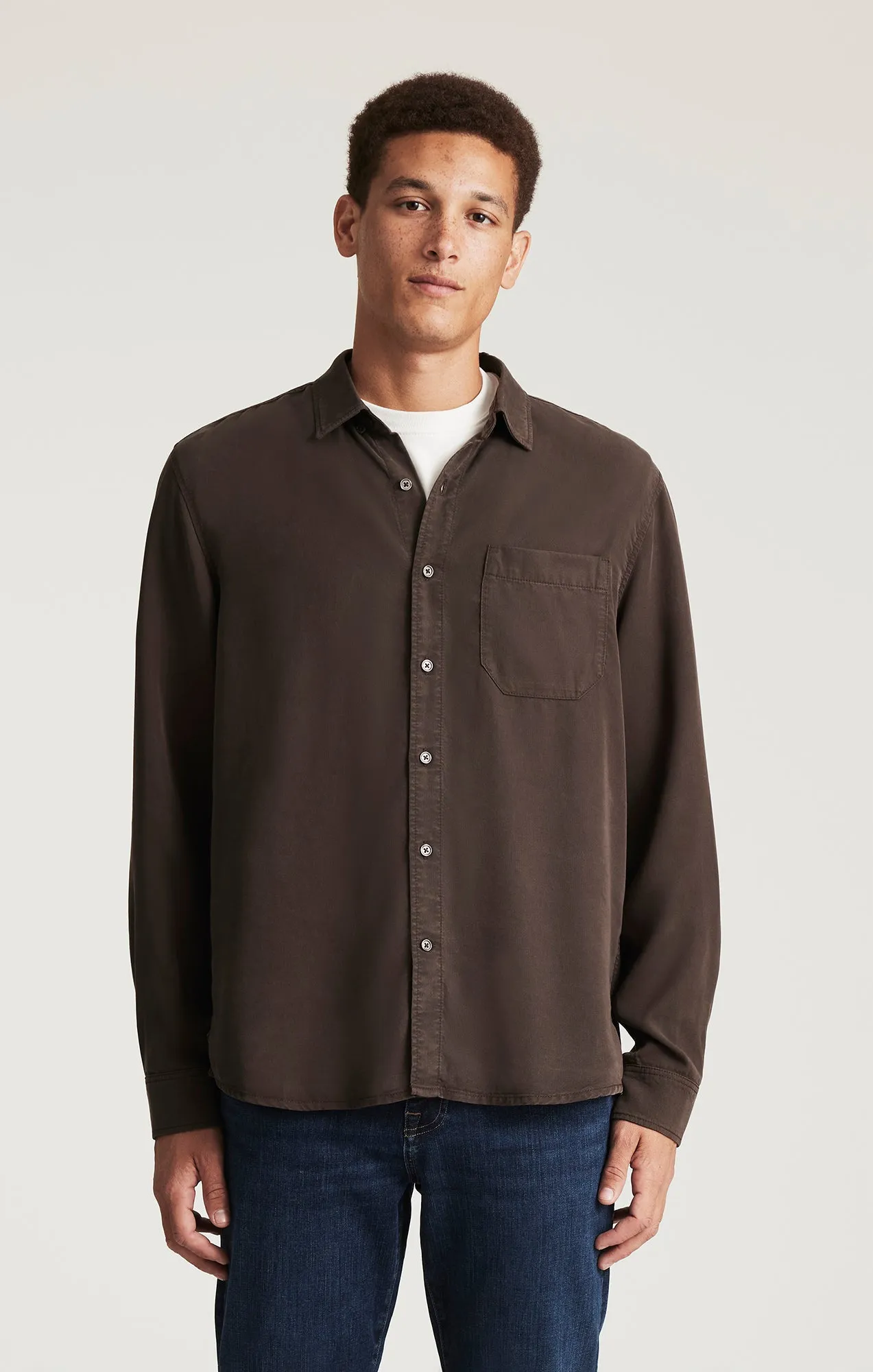 Trendy Fit birthday celebration TENCEL? LONG SLEEVE BUTTON-UP SHIRT IN AFTER DARK