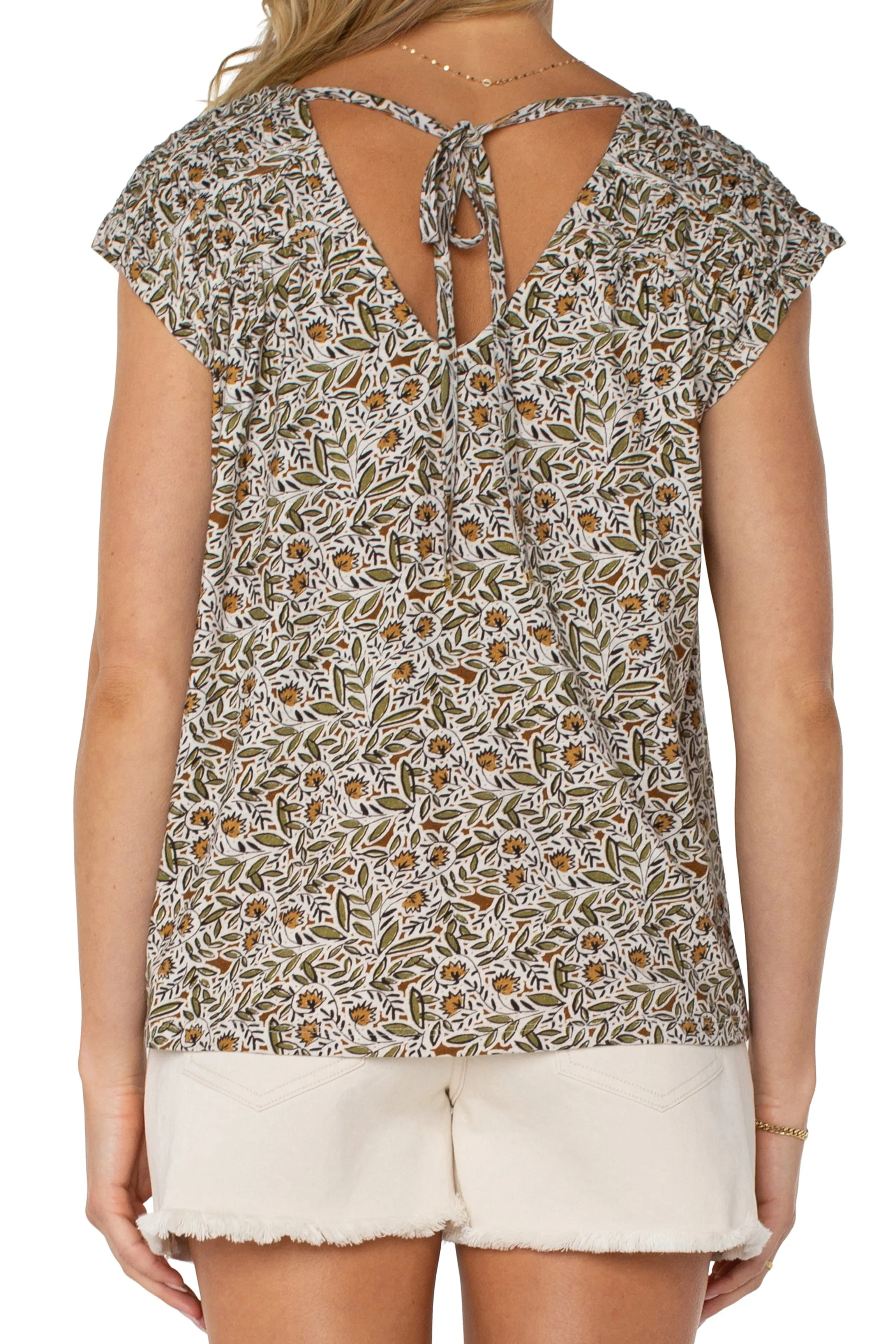 Urban Trend Dolman Tie-Back Knit Top | Olive Leaf/Cream Active Flex