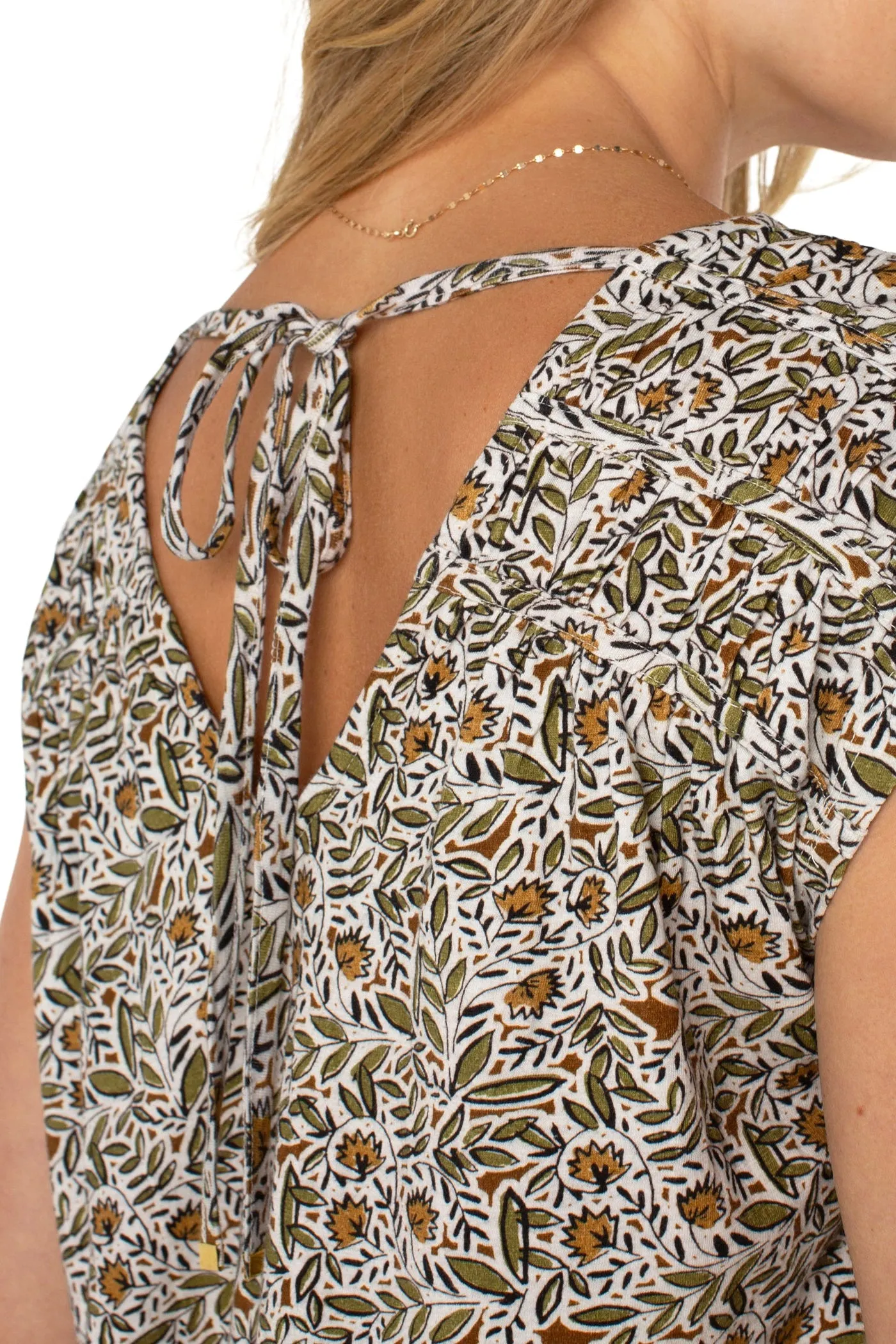 Urban Trend Dolman Tie-Back Knit Top | Olive Leaf/Cream Cozy and Comfortable