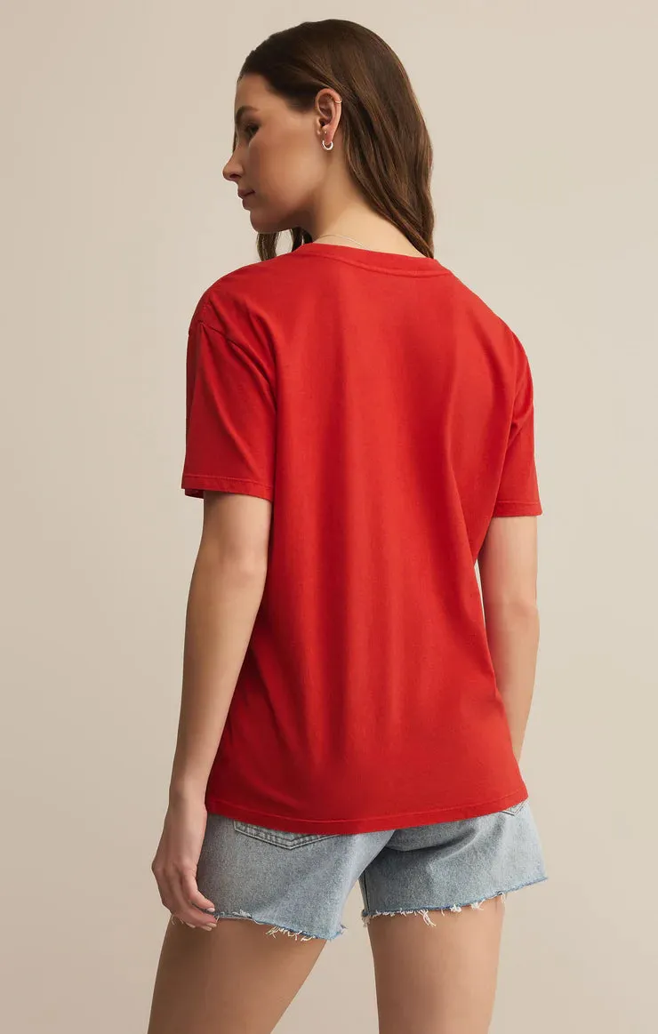 USA Boyfriend Tee | Cabana Red Light Flex Anti Pilling Treatment Layer Ready Fit