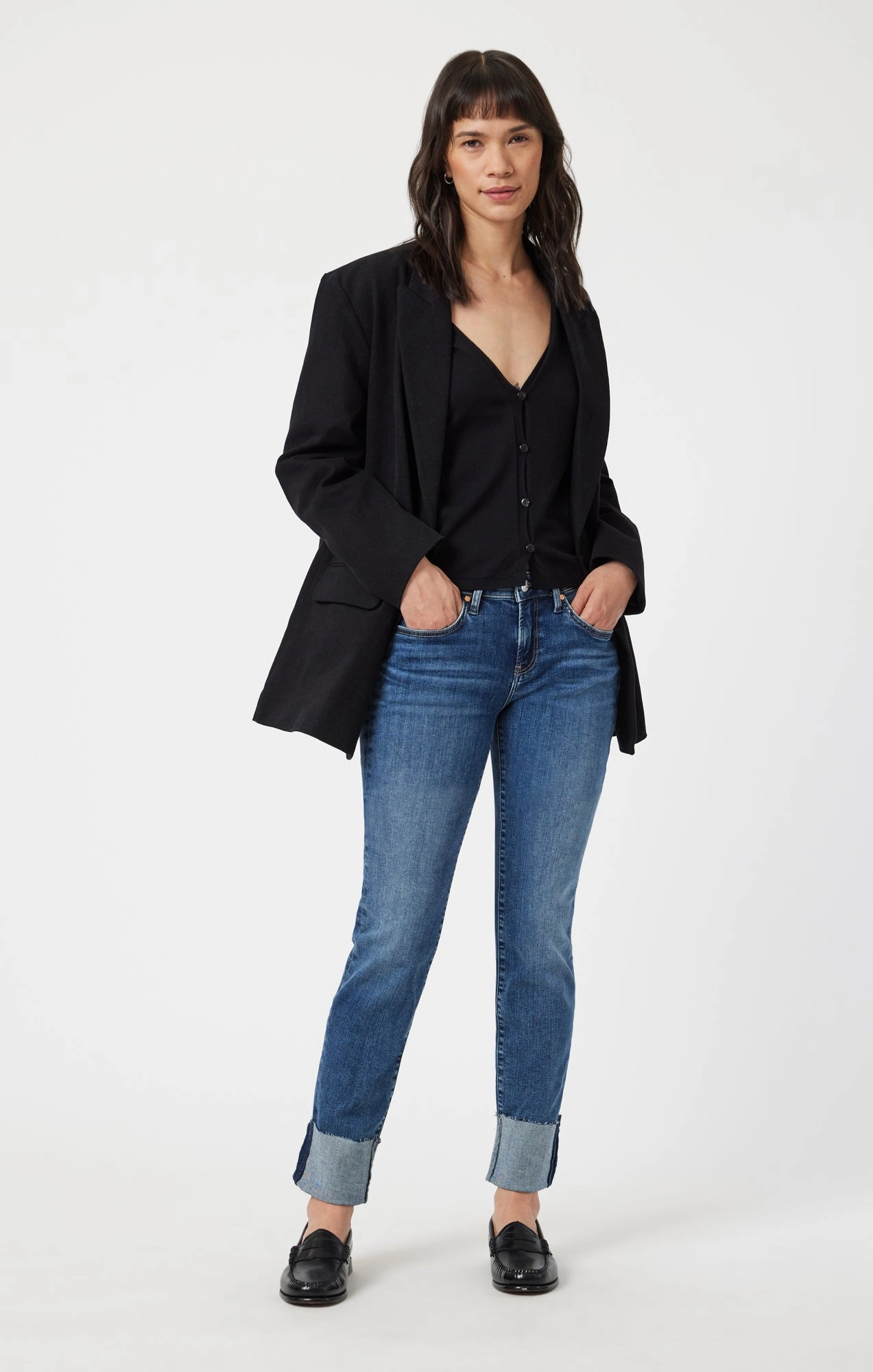 Universal Favorite Adjustable Belt Loops EMMA SLIM BOYFRIEND IN MID USED FLEX BLUE