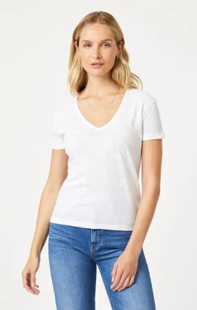 School spirit Soft and Light Wear V-NECK T-SHIRT IN WHITE