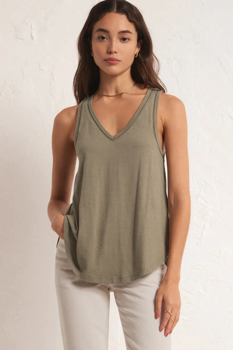 Vagabond Lace Trim Tank | Rose, White, Willow Core Fit Cozy Choice