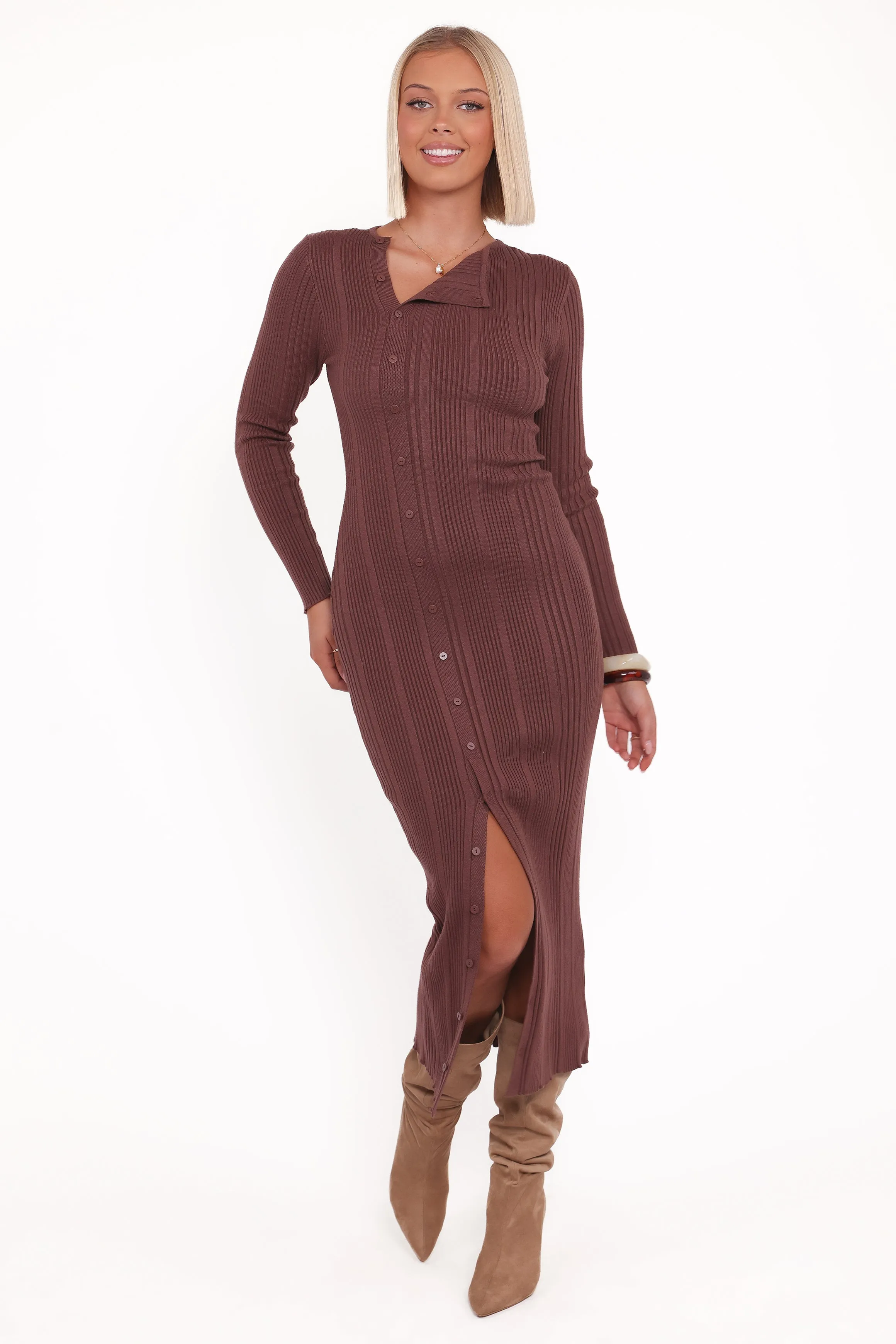 Chic Fit Trendy Piece Valia Midi Dress - Espresso