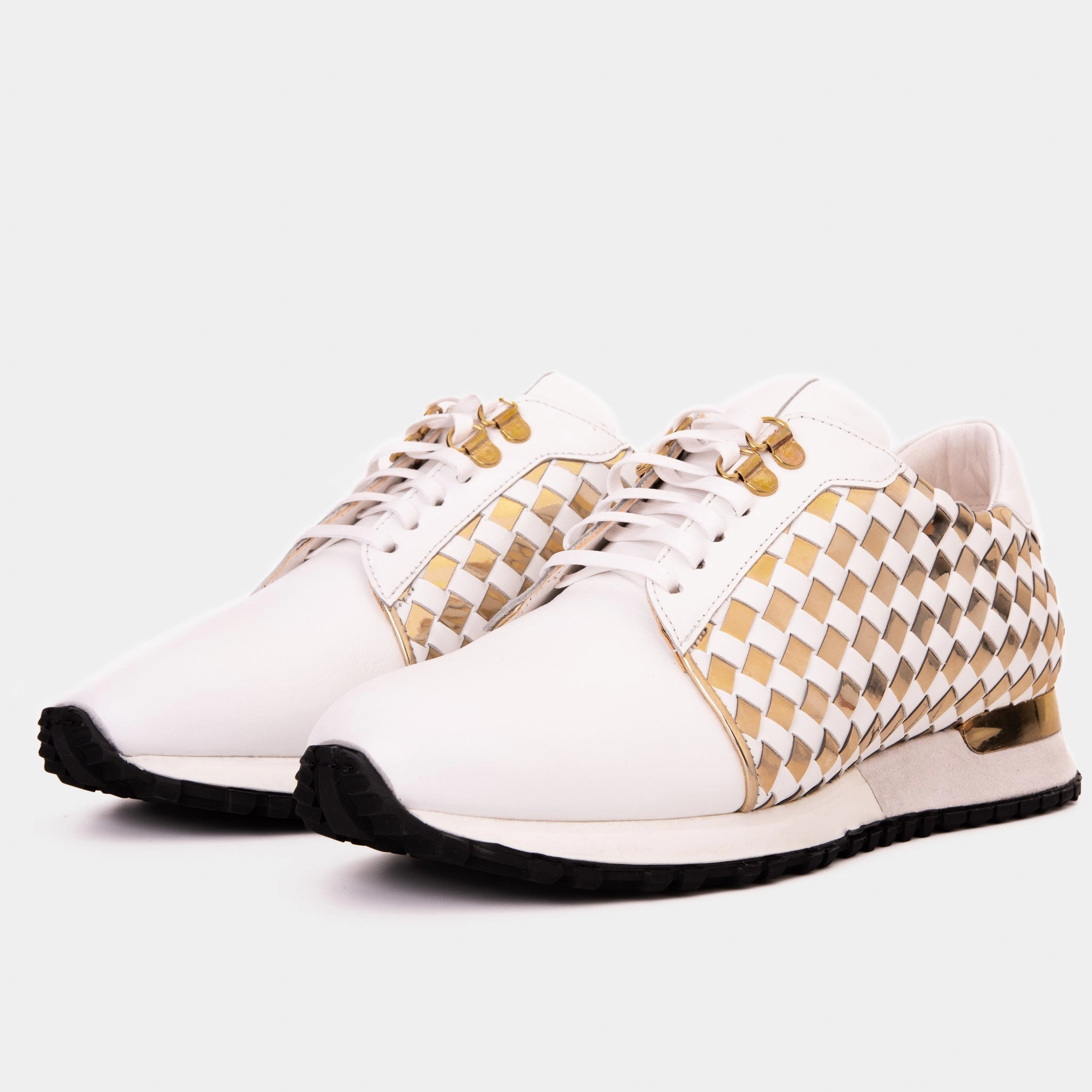Airflow Engineered The Mackenzie White & Gold Woven Leather Men Sneaker