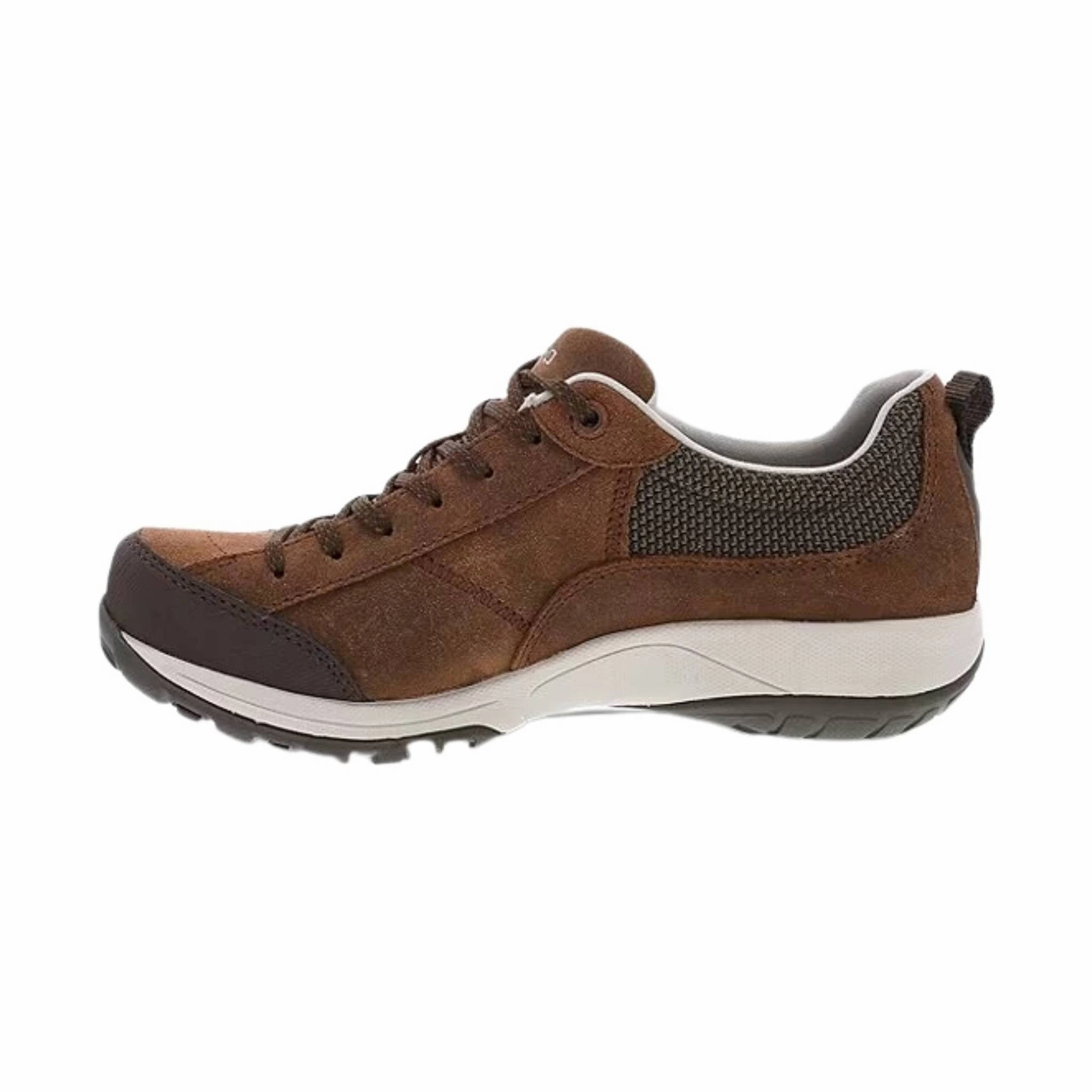Dansko Women's Paisley Waterproof Sneaker - Brown Burnished Suede Recycled Rubber Compound Responsive Foam Core
