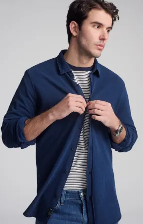 LONG SLEEVE BUTTON-DOWN SHIRT IN INDIGO Abstract art holiday season