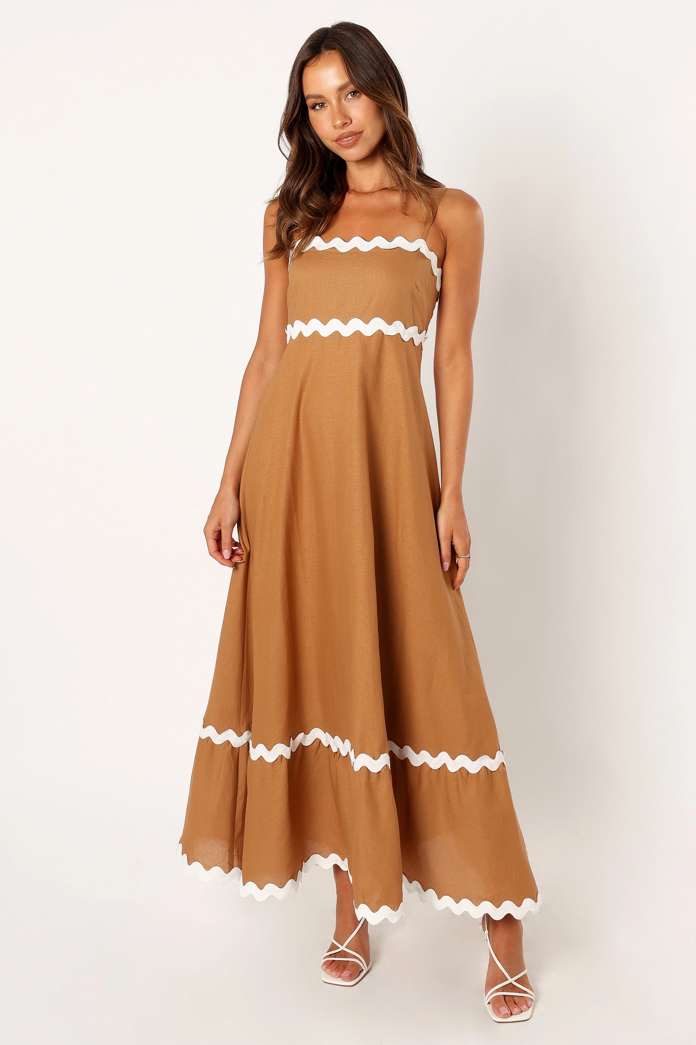 Soft Layering Yana Maxi Dress - Tan White