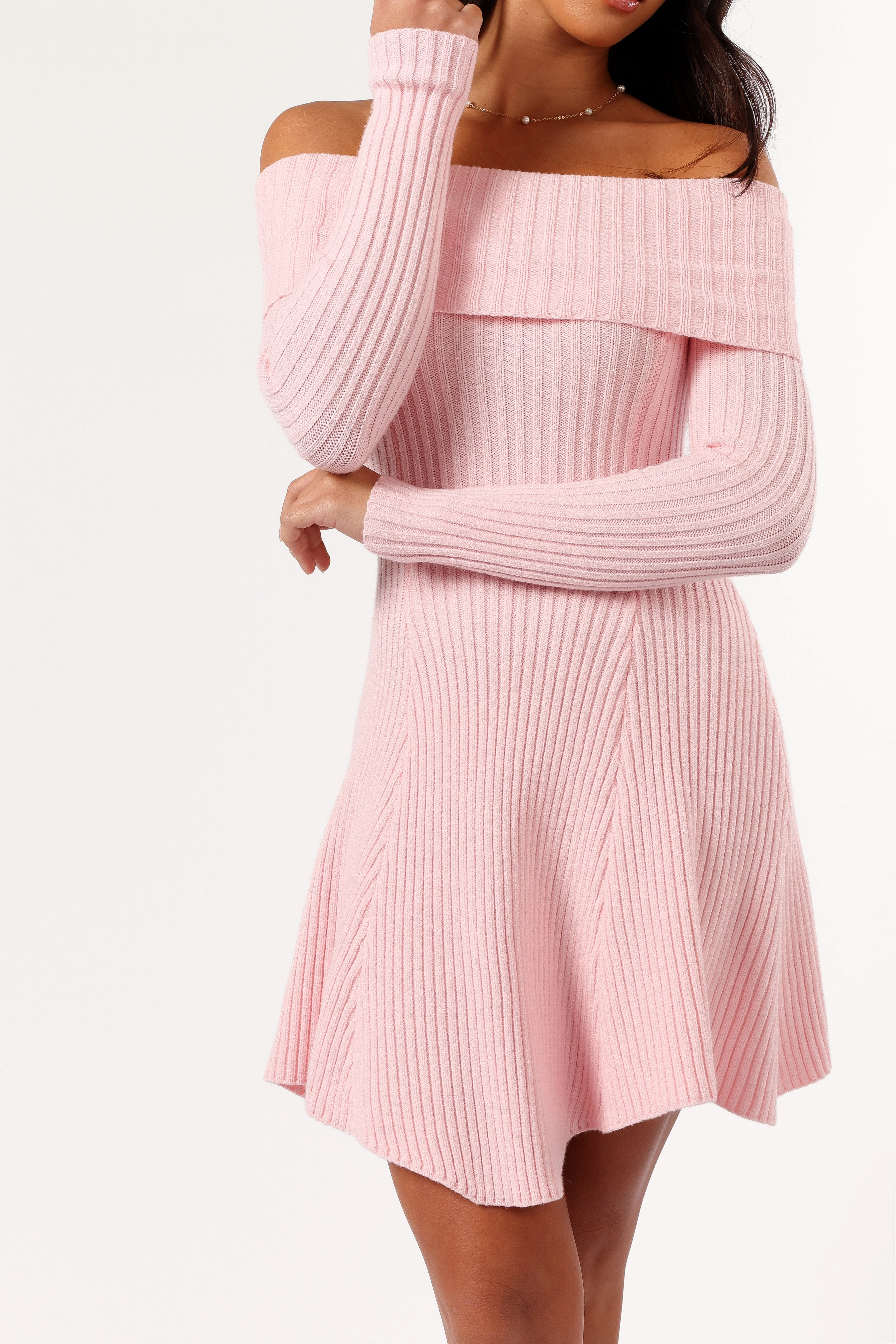 Multipurpose Wide Hemline Francisco Long Sleeve Mini Dress - Pink