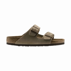 Synthetic Weave Molded Arch Contour Brikenstock Arizona Soft Footbed Sandal - Suede Taupe