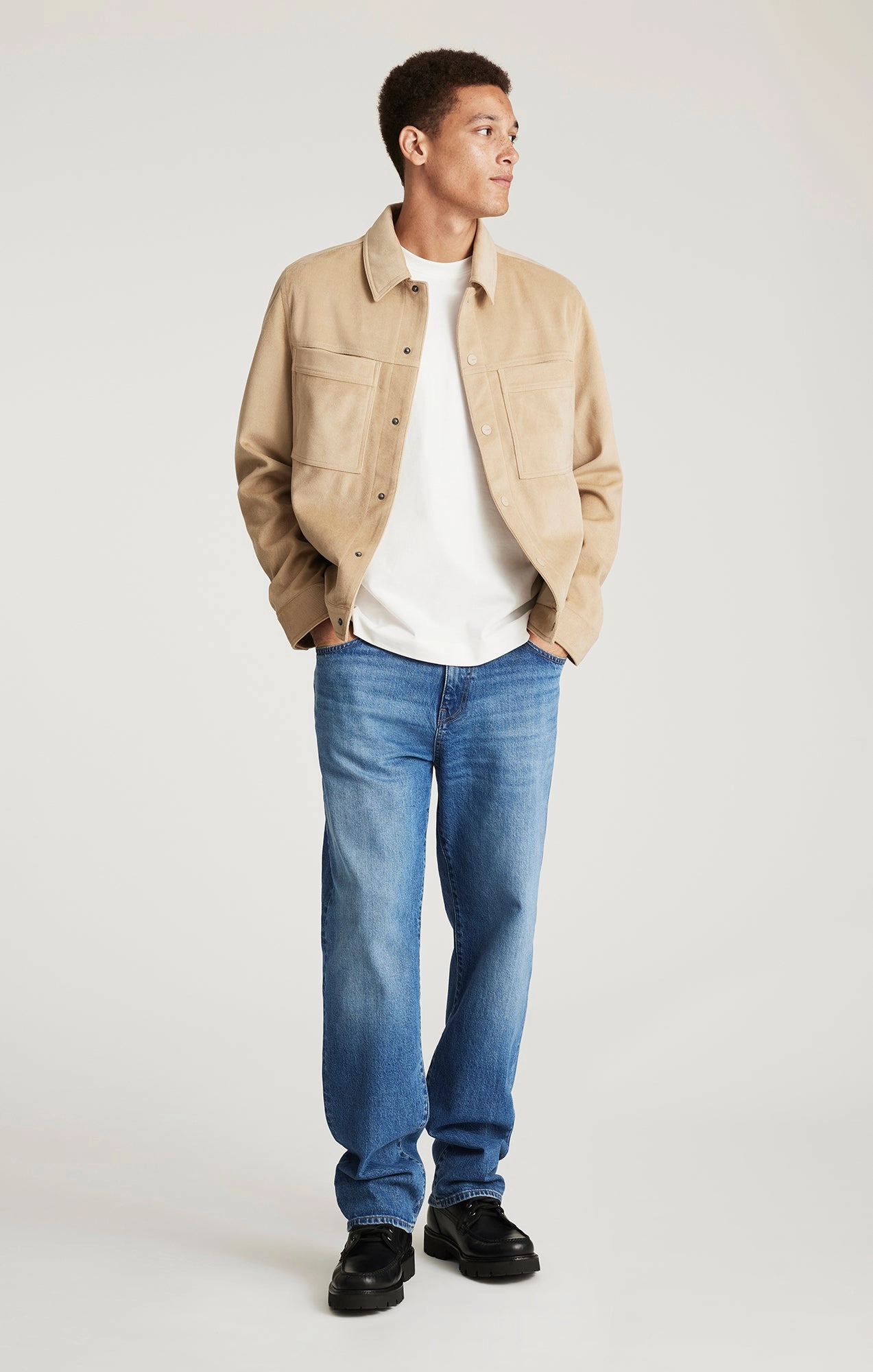 Weekend Getaway Minimalist Breathable MARCEL LOOSE STRAIGHT LEG IN MID BRUSHED CLASSIC BLUE