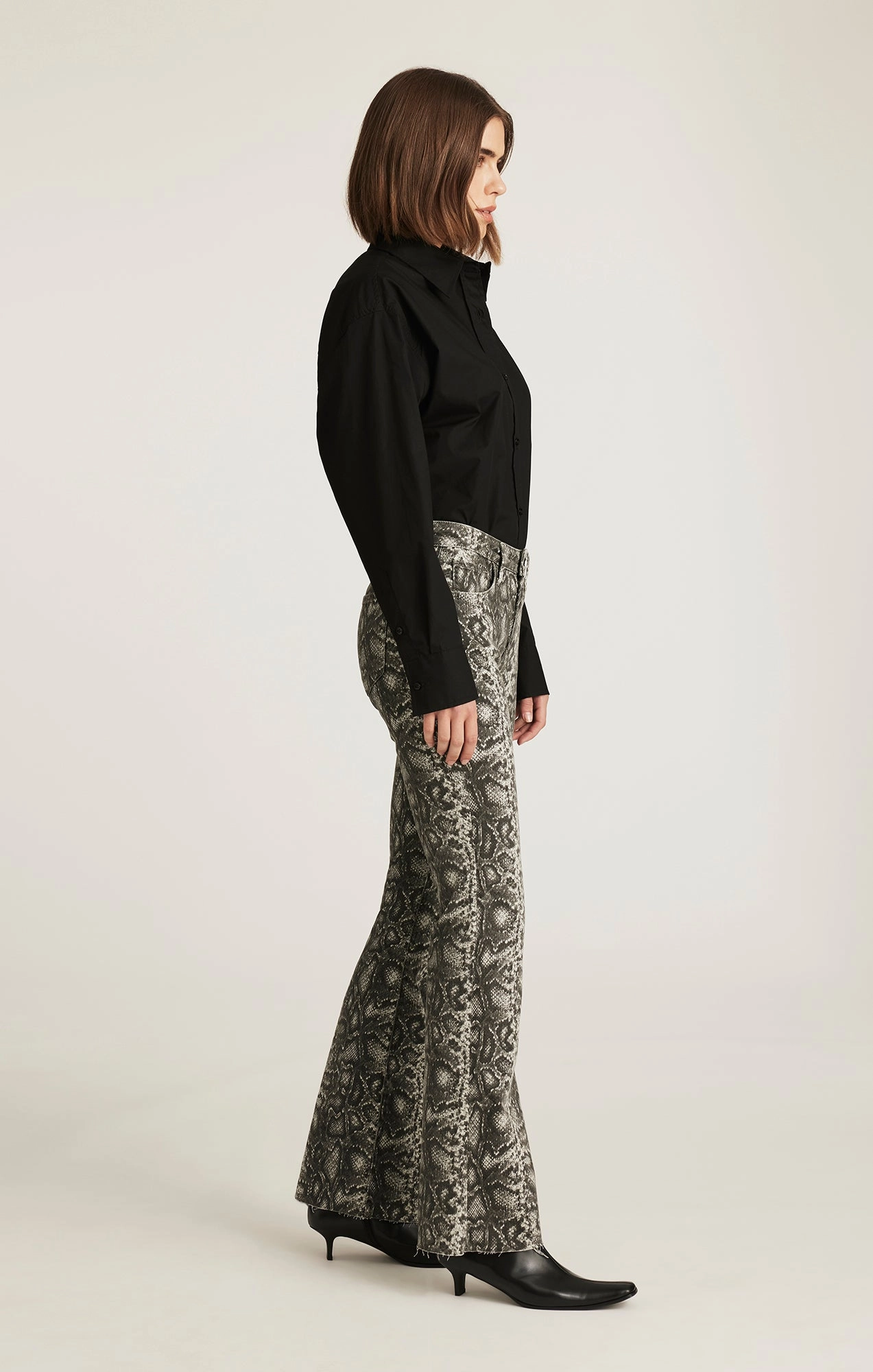 VICKY BOOTCUT IN SMOKE SNAKE DENIM Fray Resistant Hem Casual Wear