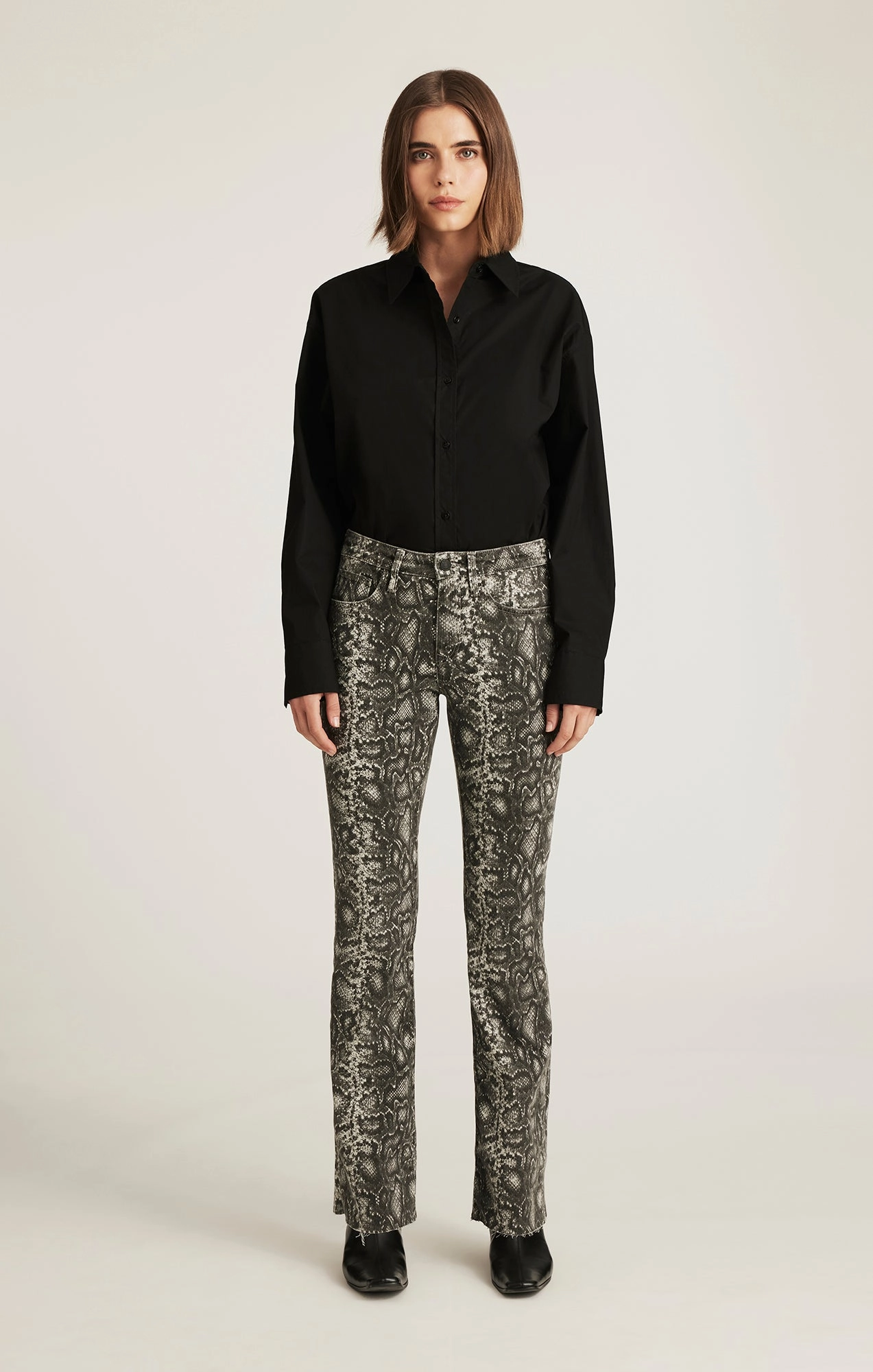 Smart Casual Classic Wear Great Base VICKY BOOTCUT IN SMOKE SNAKE DENIM