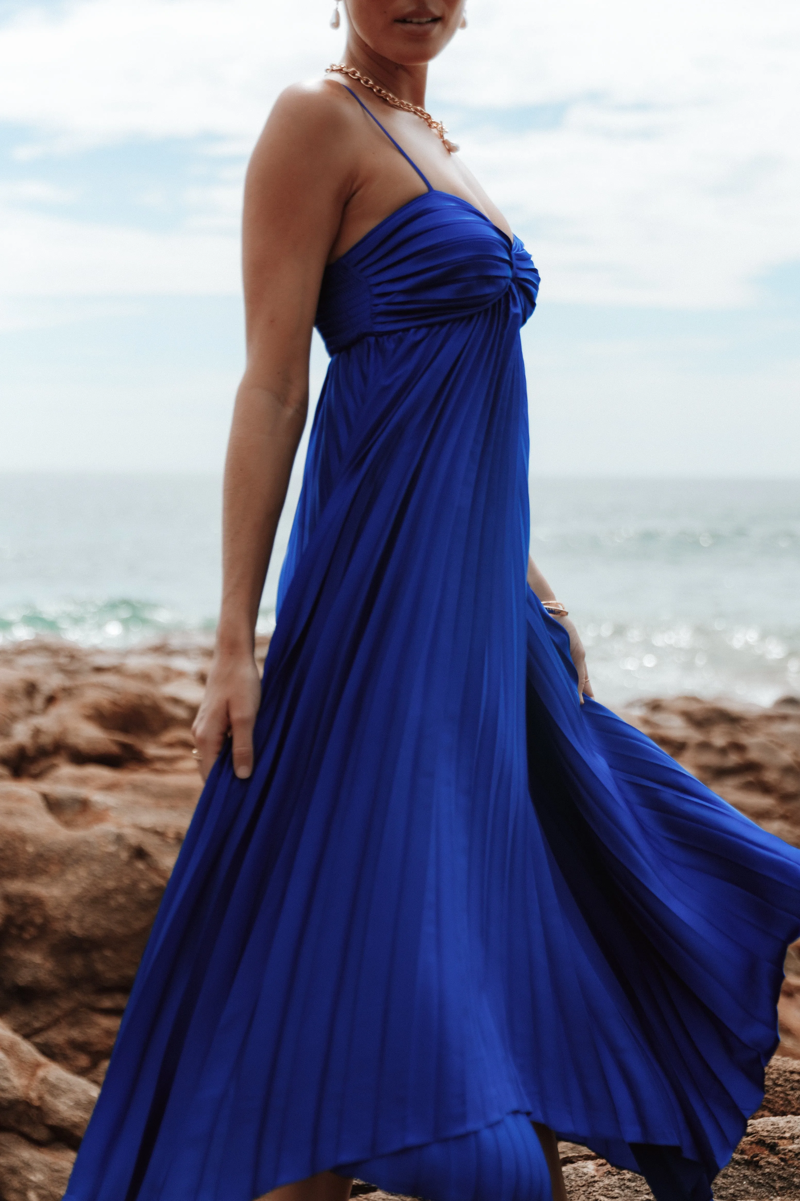 Vikki Dress - Royal Blue Cap-Sleeve Day Ready