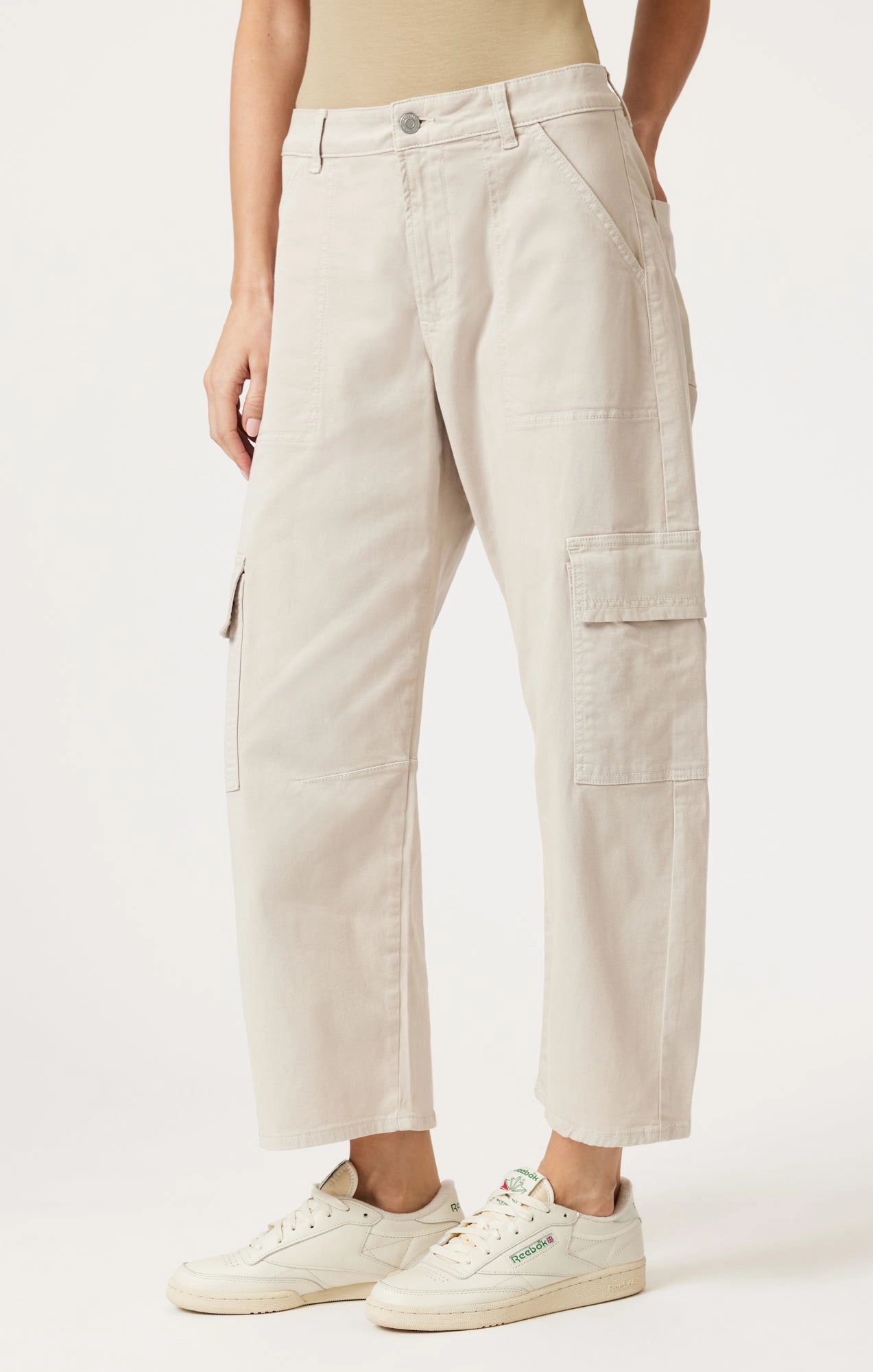 VINNIE BARREL CARGO IN FROST CASUAL TWILL Stretch Waist
