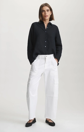 Anti Snag Threading VINNIE BARREL CARGO IN WHITE CASUAL TWILL