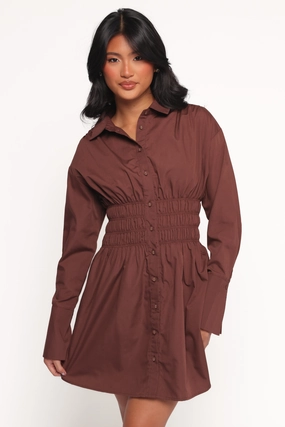 Glam Feel Cold-Shoulder Wallace Mini Dress - Chocolate
