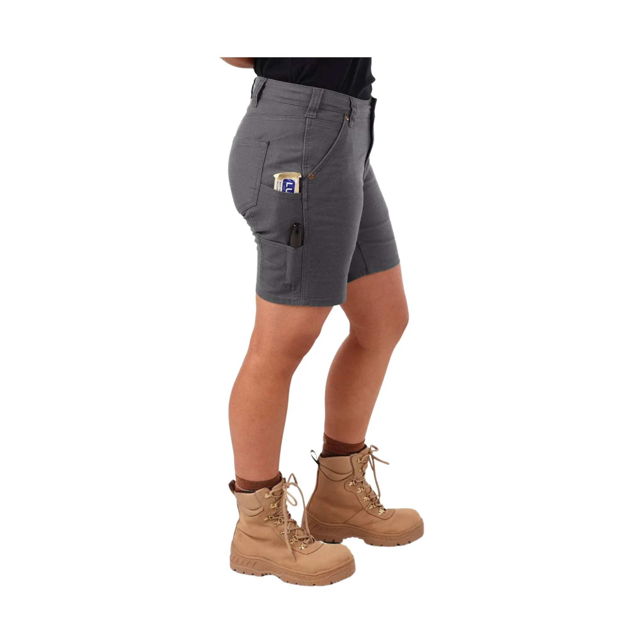 Dovetail Women's Go To Stretch Canvas Short - Cement Grey No Bunching