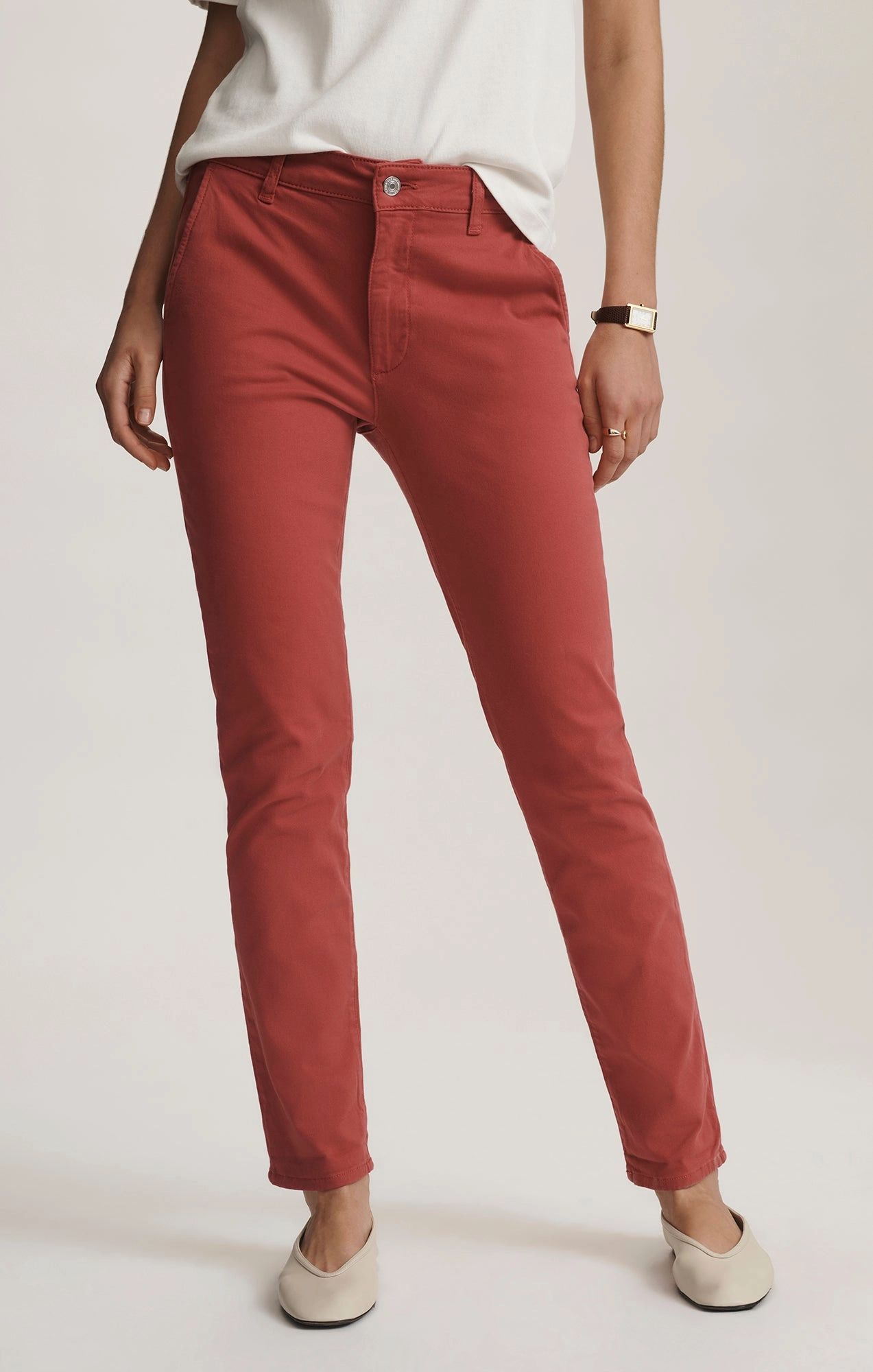 KATHLEEN SLIM BOYFRIEND CHINO IN BUBBLEGUM CASUAL TWILL Comfort Flex Practical Wear