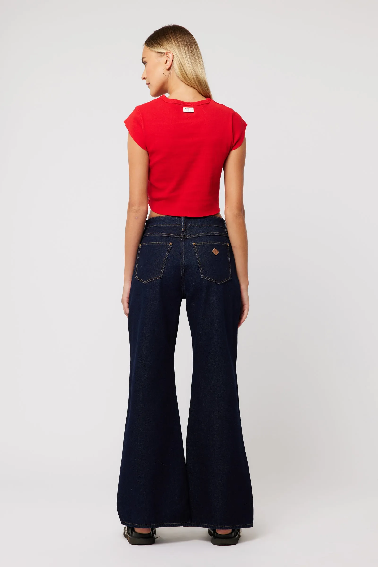 SoftFeel Fabric Printed top Abrand 90s Rib Cut Off Tee - Red