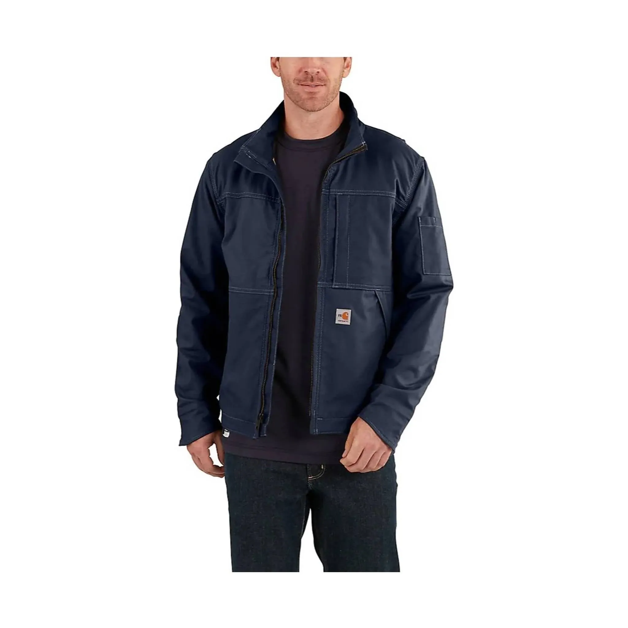 High Collar Style Carhartt Men's Flame Resistant Full Swing Duck Jacket - Dark Navy