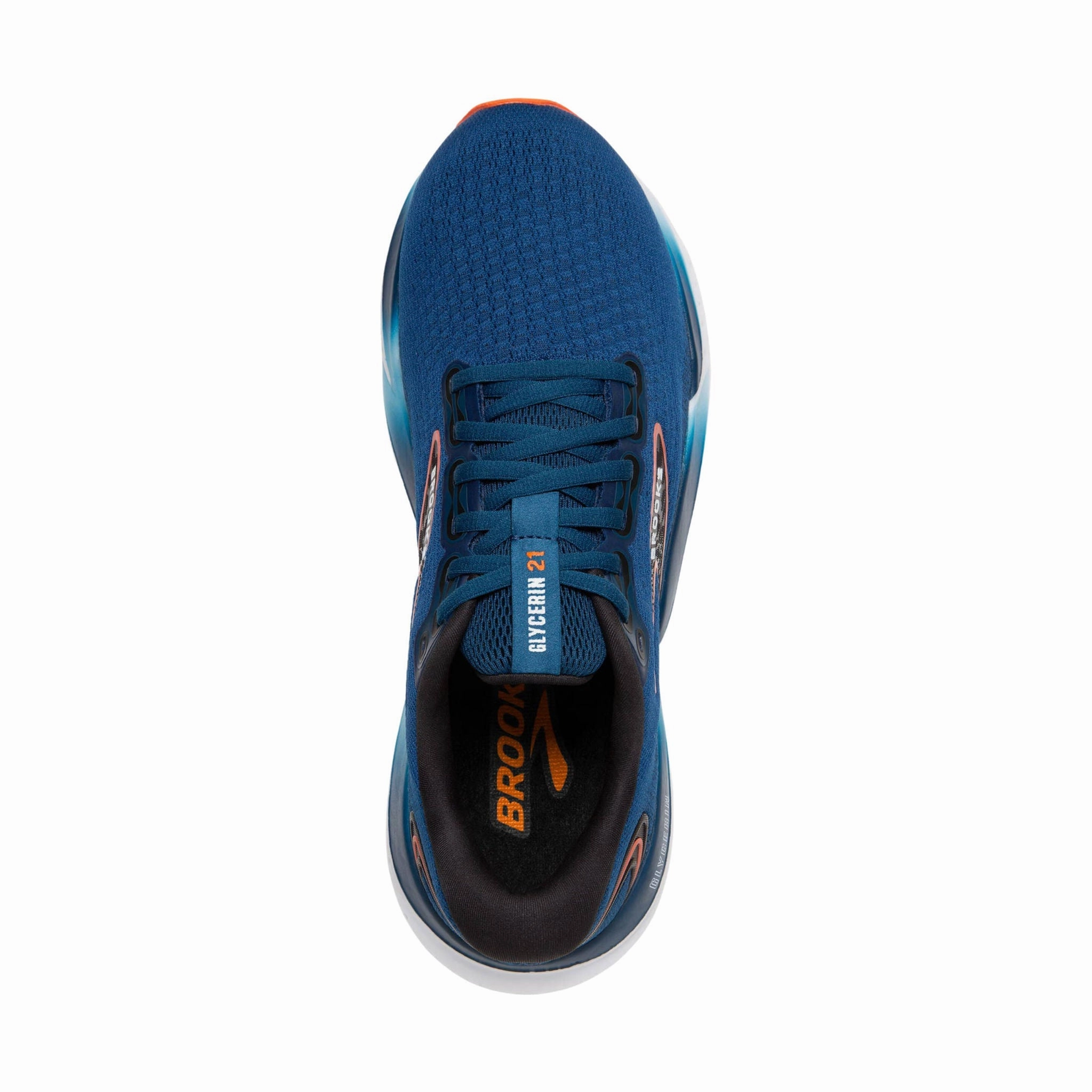Brooks Men's Glycerin 21 Road Running Shoes - Blue Opal/Black/Nasturtium Reinforced Arch