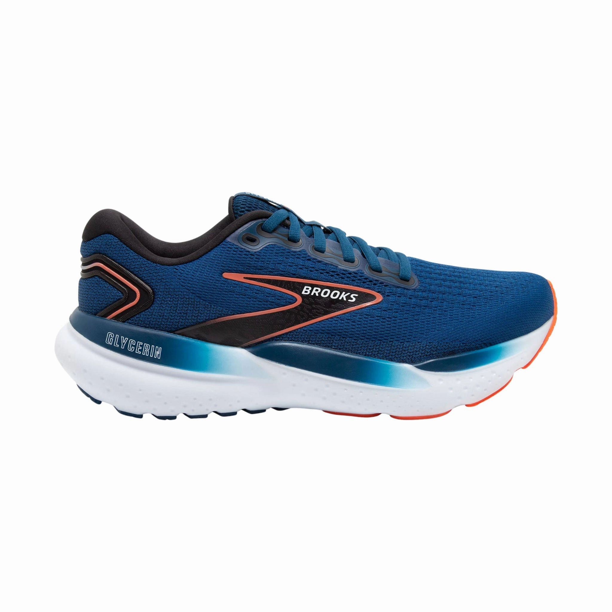 Brooks Men's Glycerin 21 Road Running Shoes - Blue Opal/Black/Nasturtium Quick Pack Smart Choice